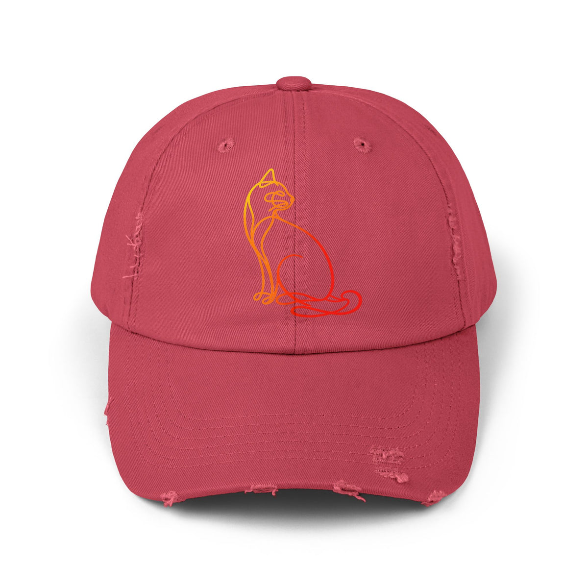 Sunrise Cat Distressed Cap