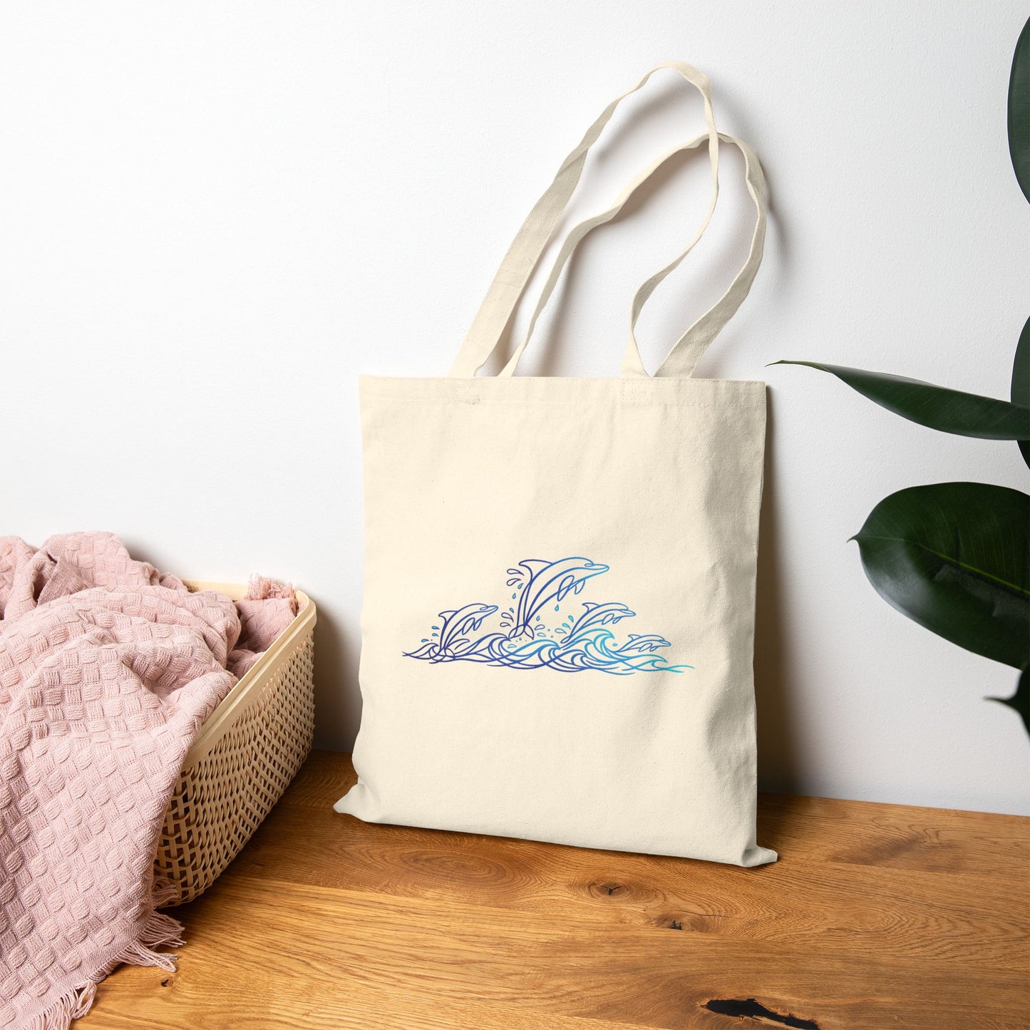 Splashing Dolphin Pod Tote Bag