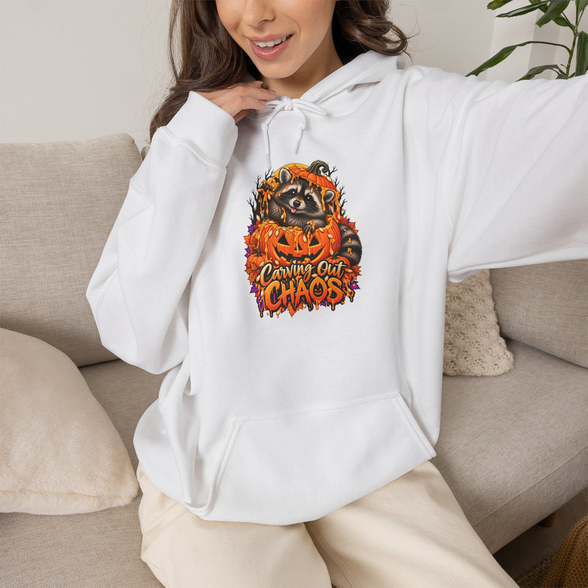 Carving Out Chaos Raccoon Hooded Sweatshirt