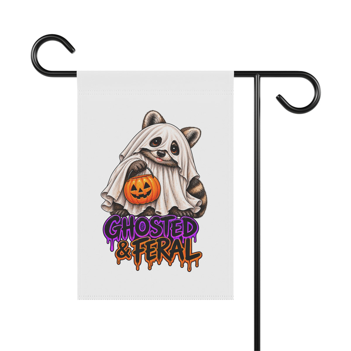 Ghosted Raccoon Garden Flag