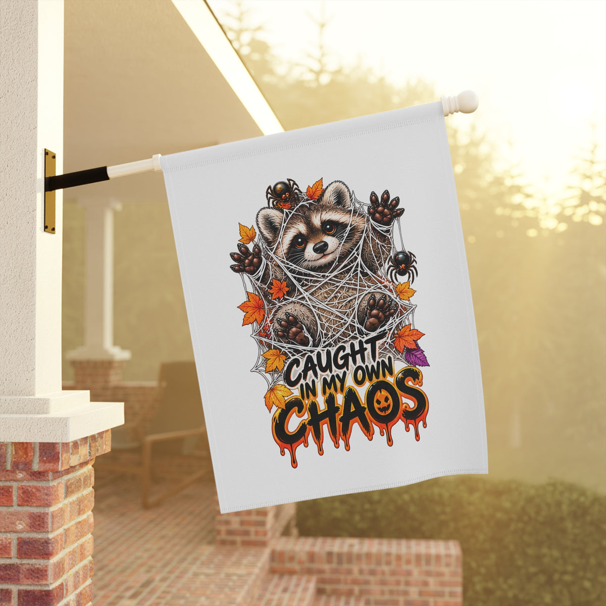 Caught Raccoon Garden Flag