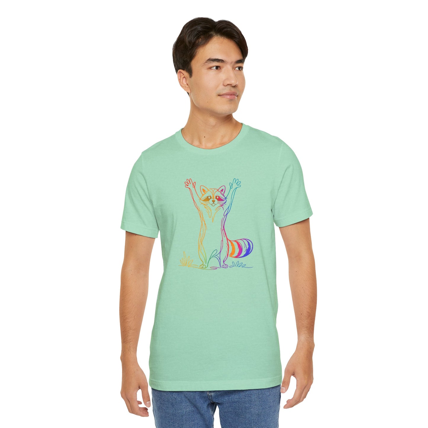 Raccoon Tee — Minimal Line Raccoon Scenic Graphic T-Shirt