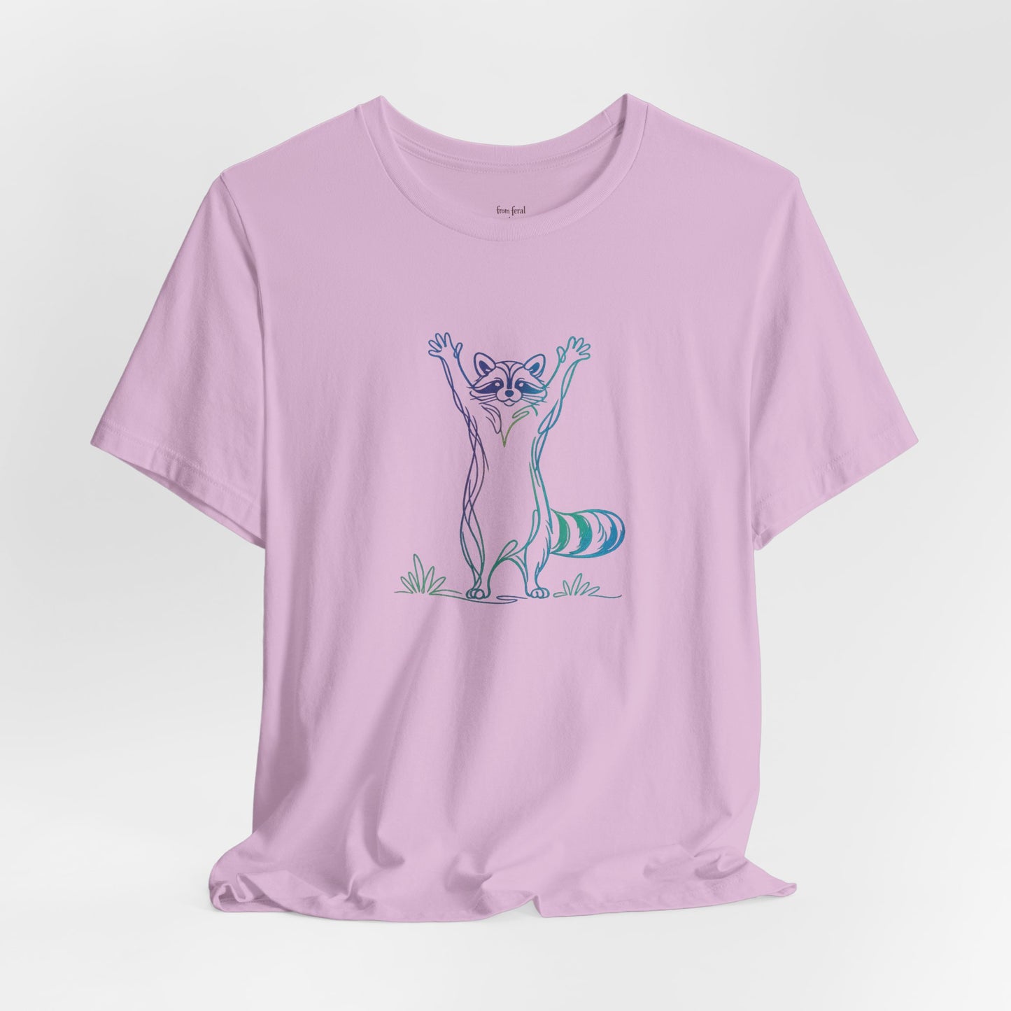 Raccoon Tee — Minimal Line Raccoon Scenic Graphic T-Shirt