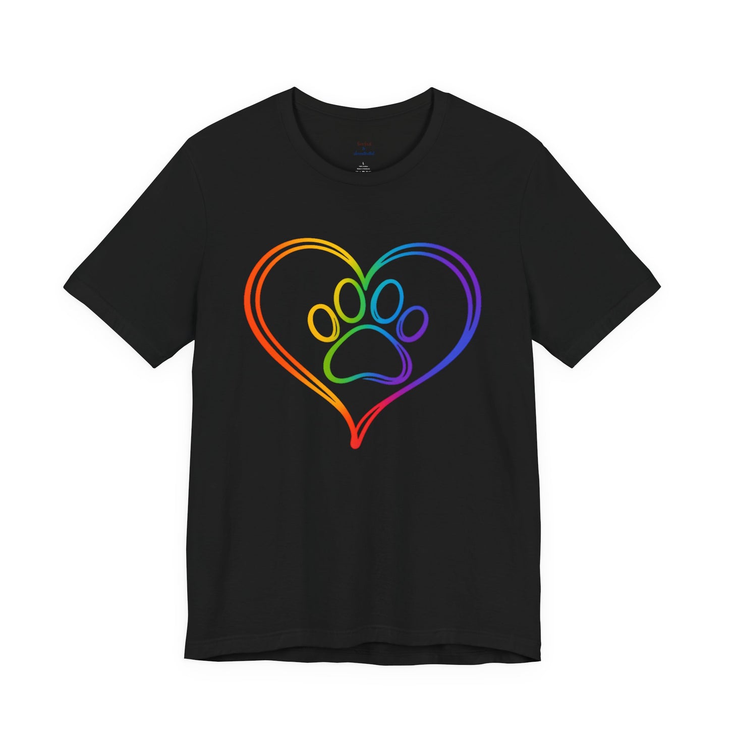 Heart/Paw Colorful Line-Work T-Shirt