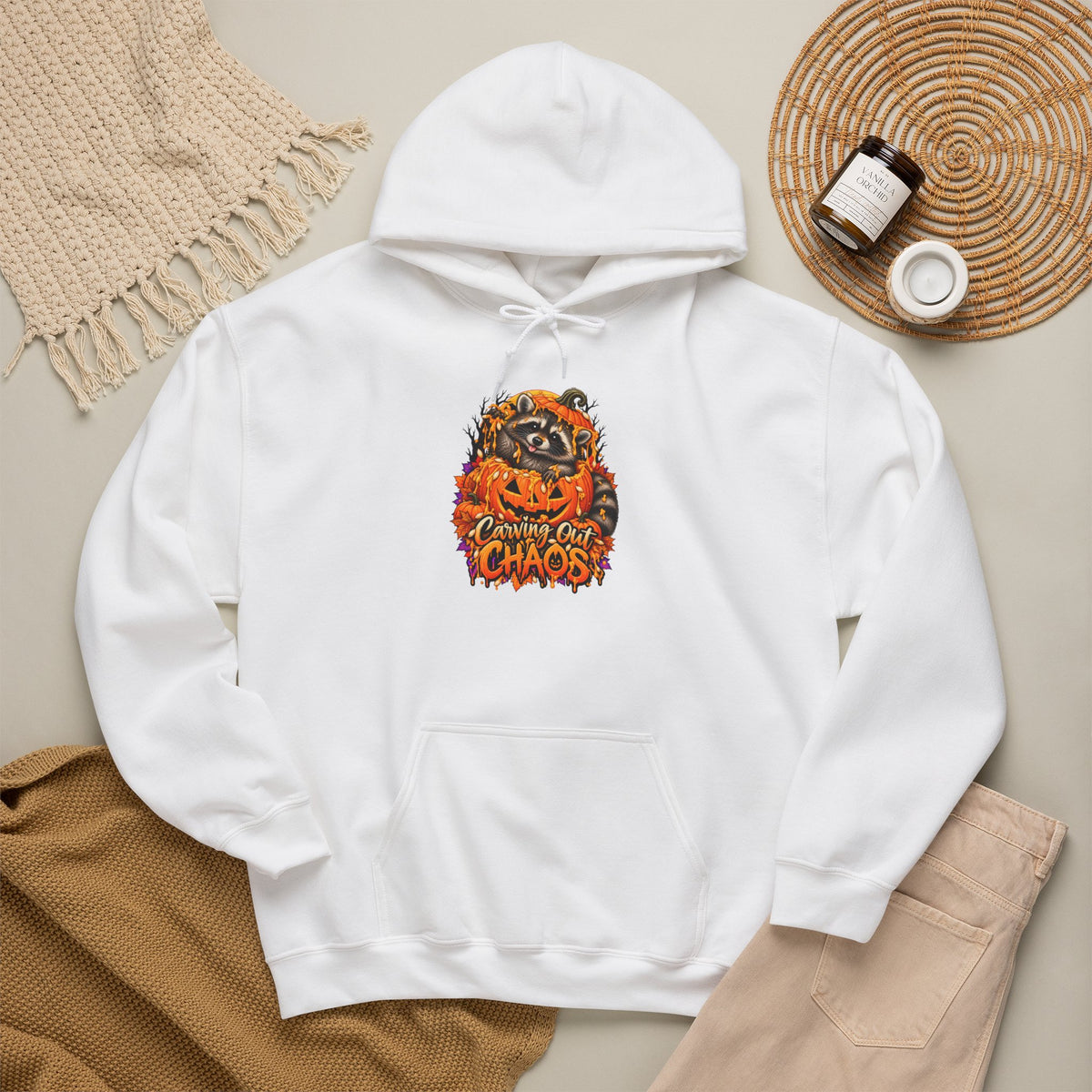 Carving Out Chaos Raccoon Hooded Sweatshirt