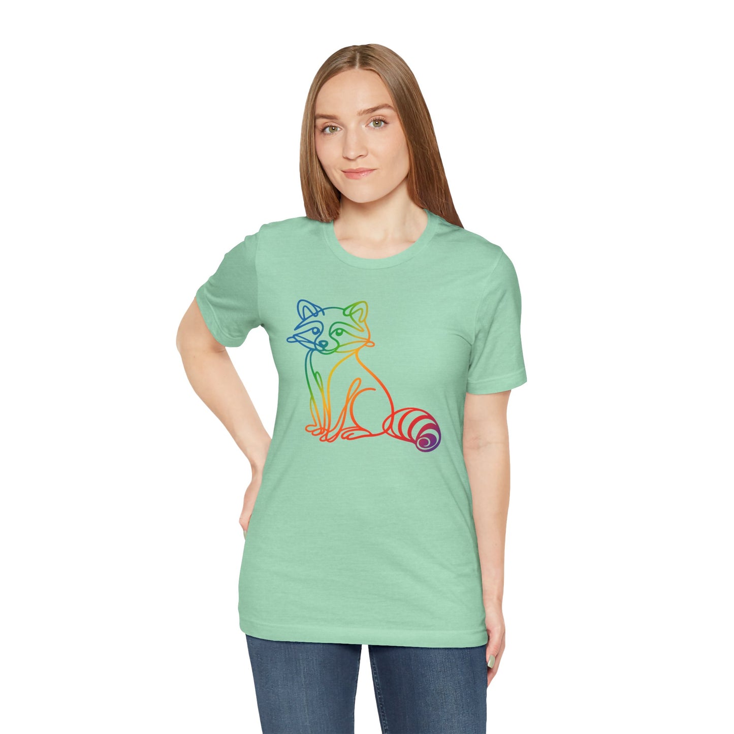 Raccoon Tee — Minimal Line Raccoon Scenic Graphic T-Shirt