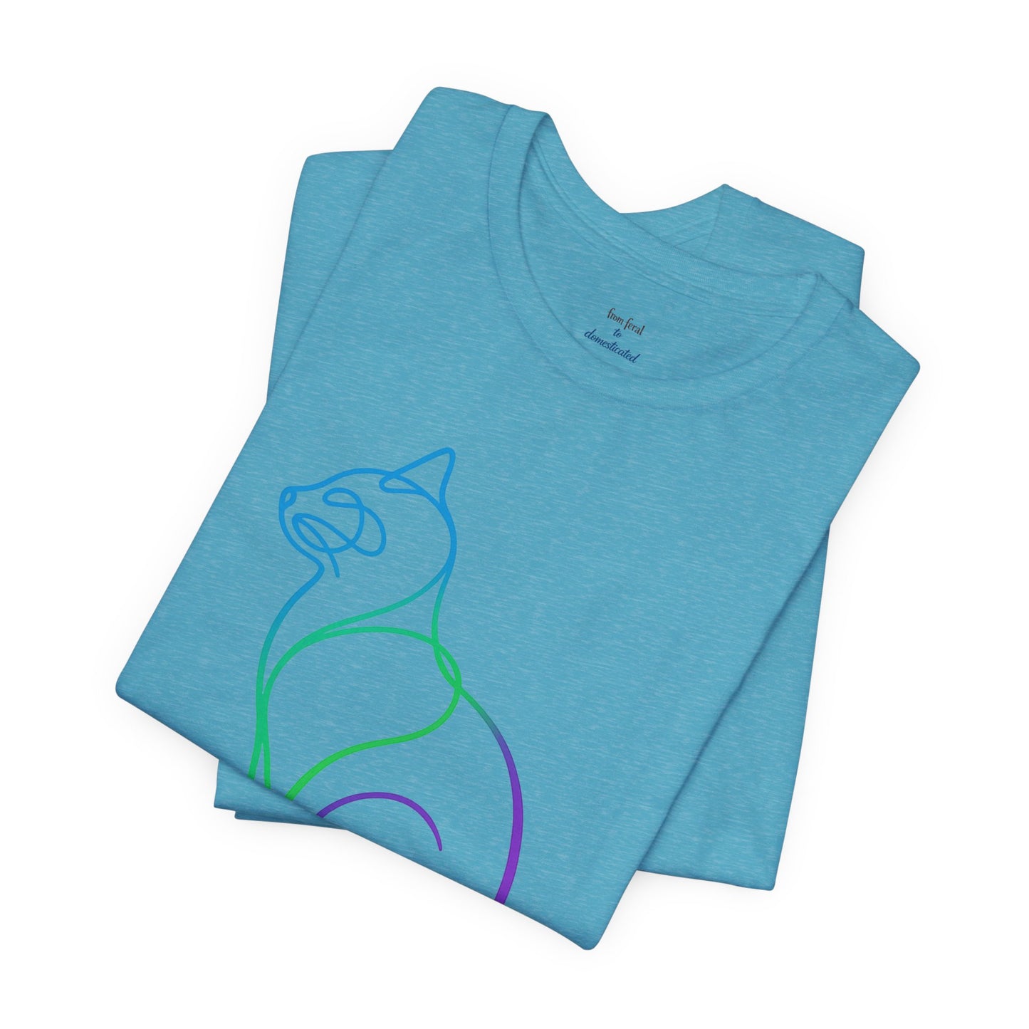 Colorful Line | Work Sitting Cat T-Shirt
