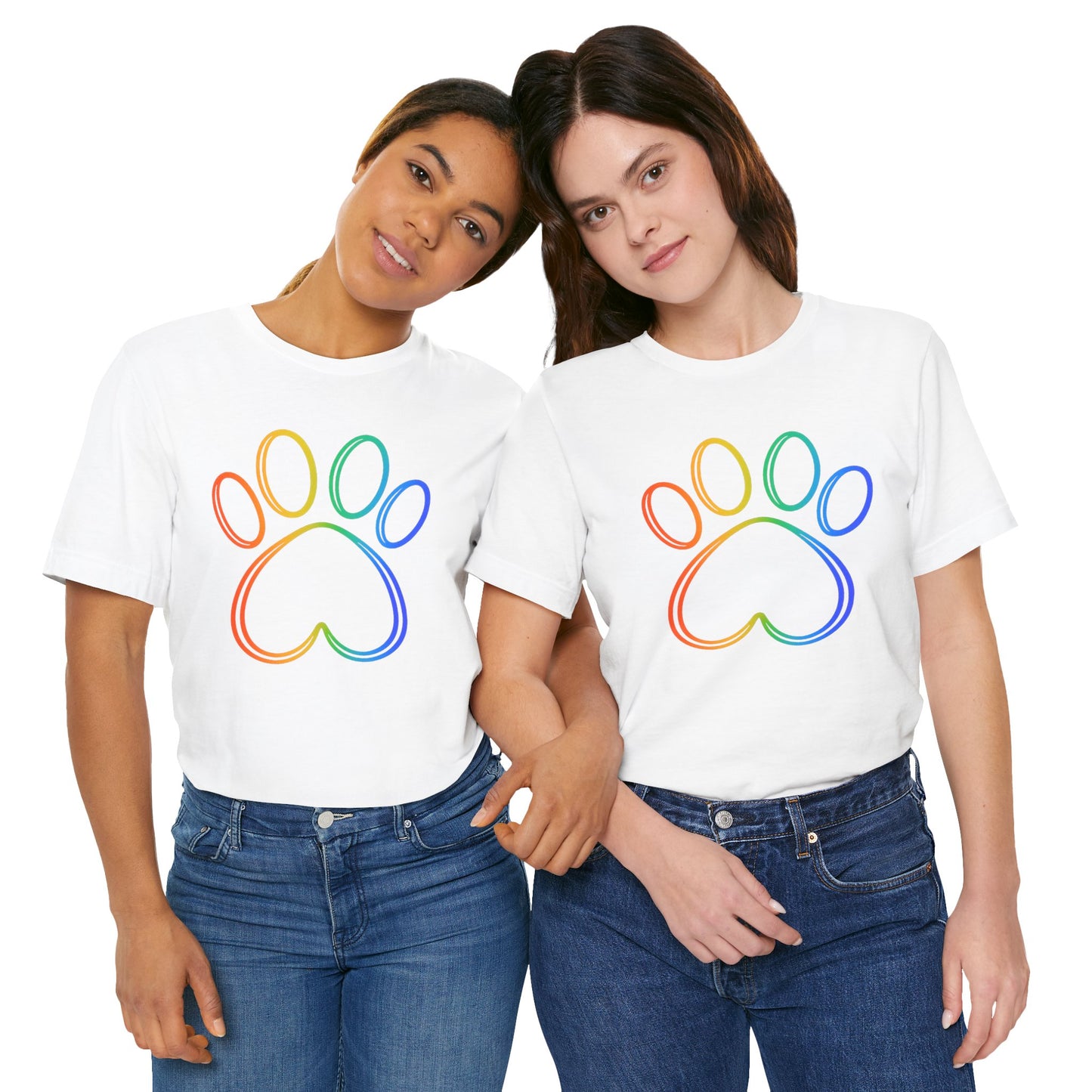 Heart/Paw Colorful Line-Work T-Shirt