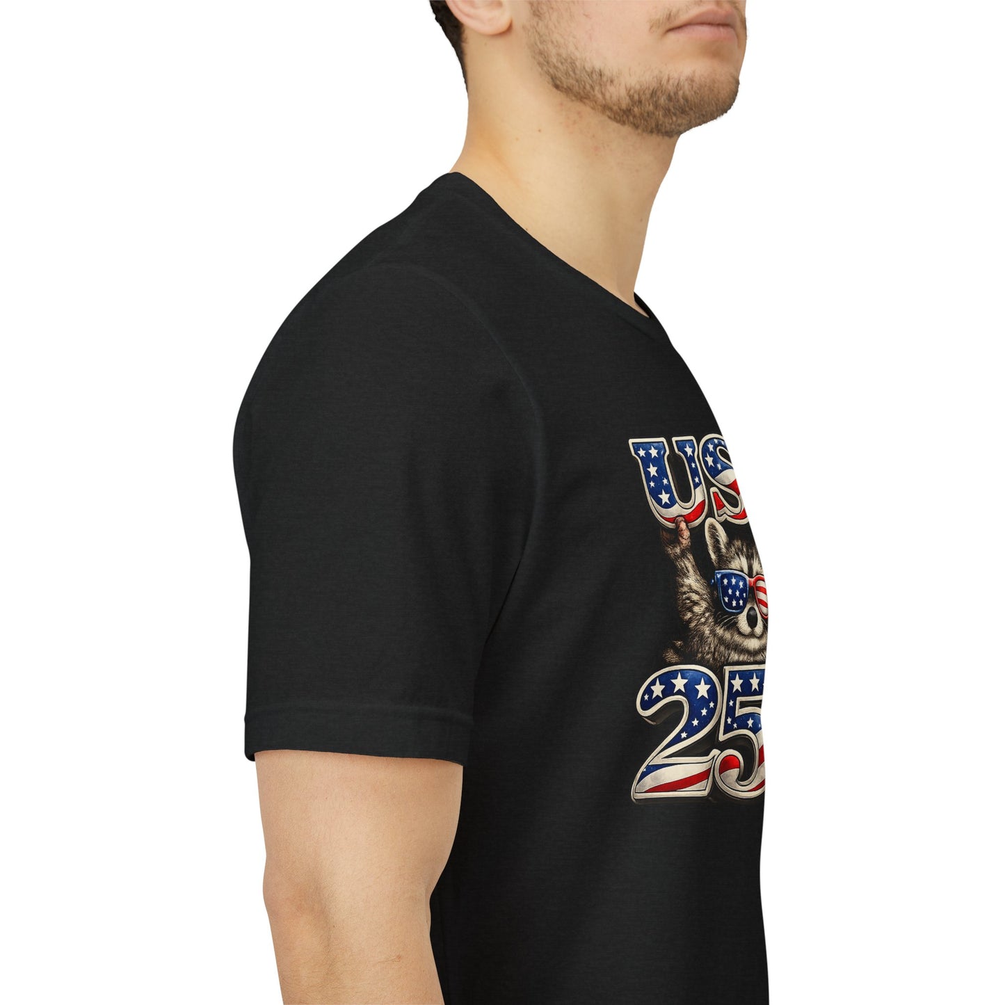 Patriot Raccoon 250th Anniversary T-Shirt — 4th of July Fireworks Flag Tee