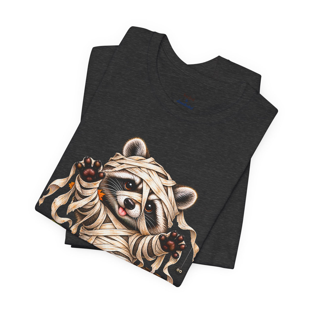 Halloween Mummy Raccoon and Black Cat T-Shirt