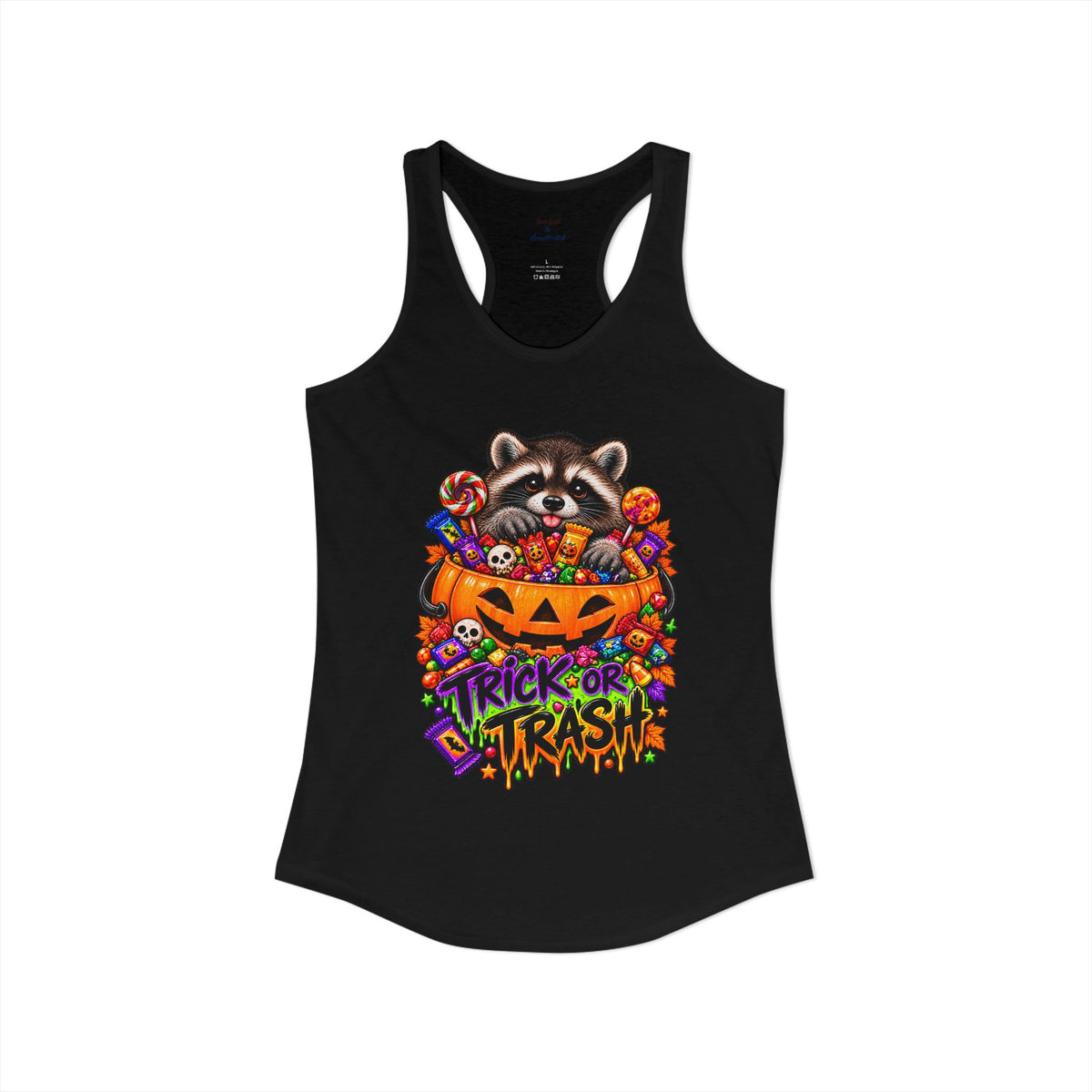 Trick or Trash Raccoon Racerback Tank
