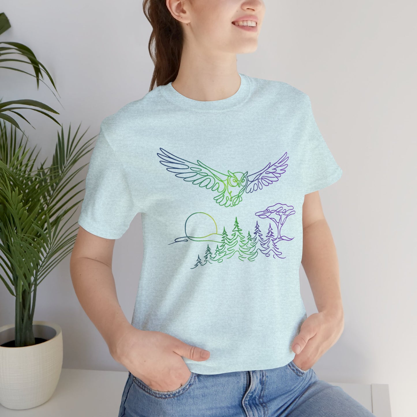 Owl | Colorful Line-Work T-Shirt