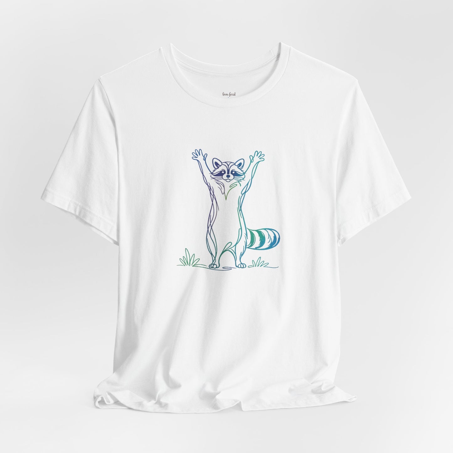 Raccoon Tee — Minimal Line Raccoon Scenic Graphic T-Shirt