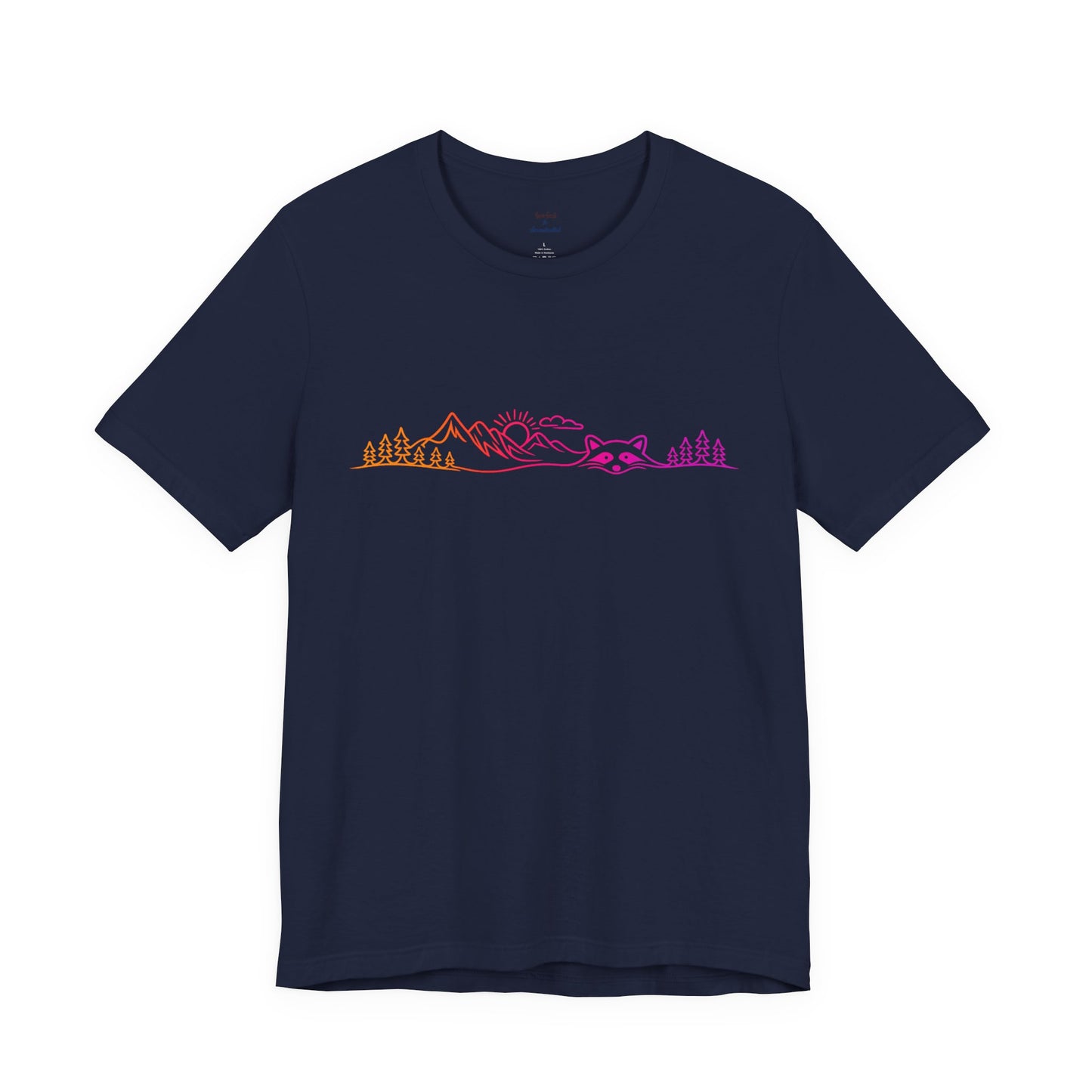 Raccoon Tee — Minimal Line Raccoon Scenic Graphic T-Shirt