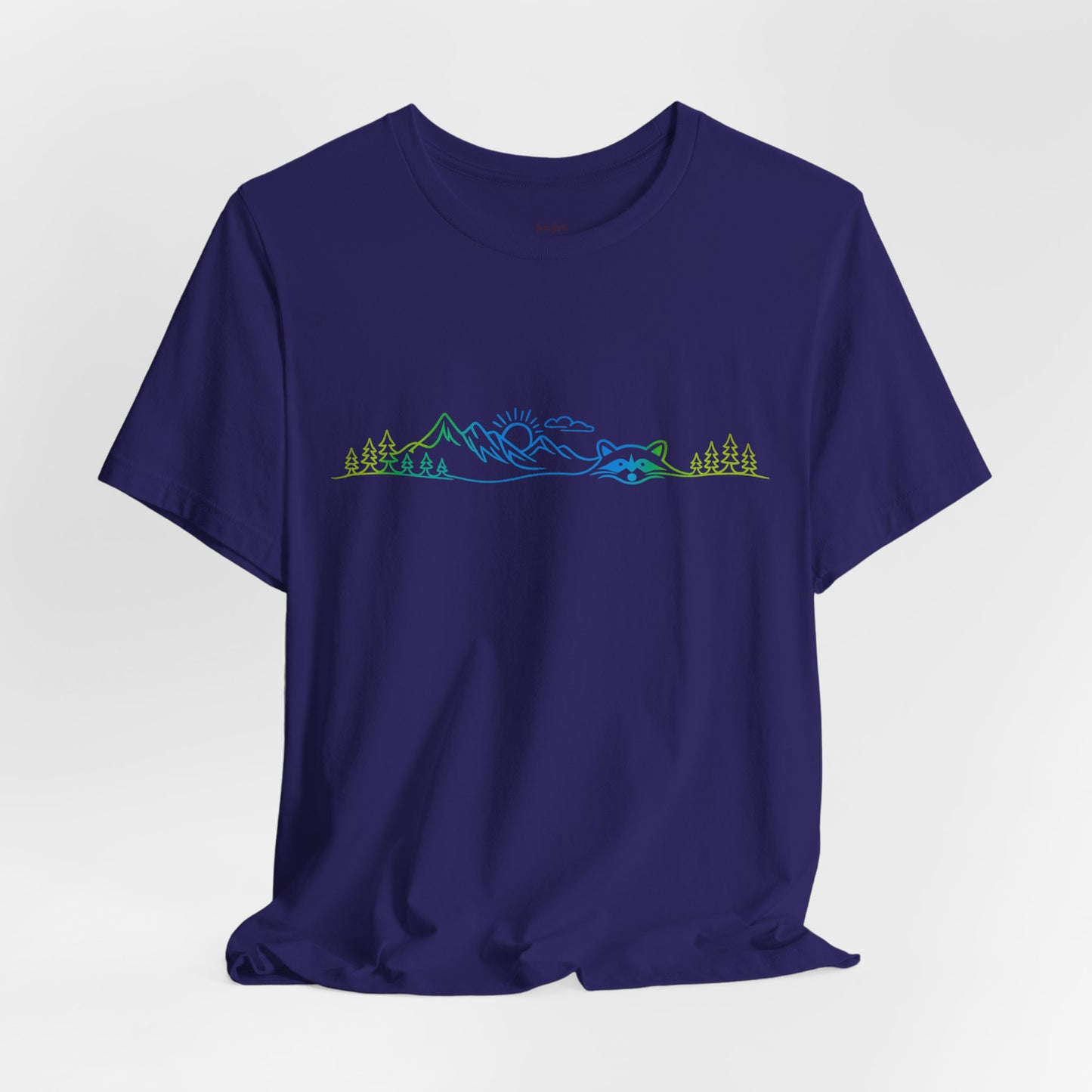 Raccoon Tee — Minimal Line Raccoon Scenic Graphic T-Shirt