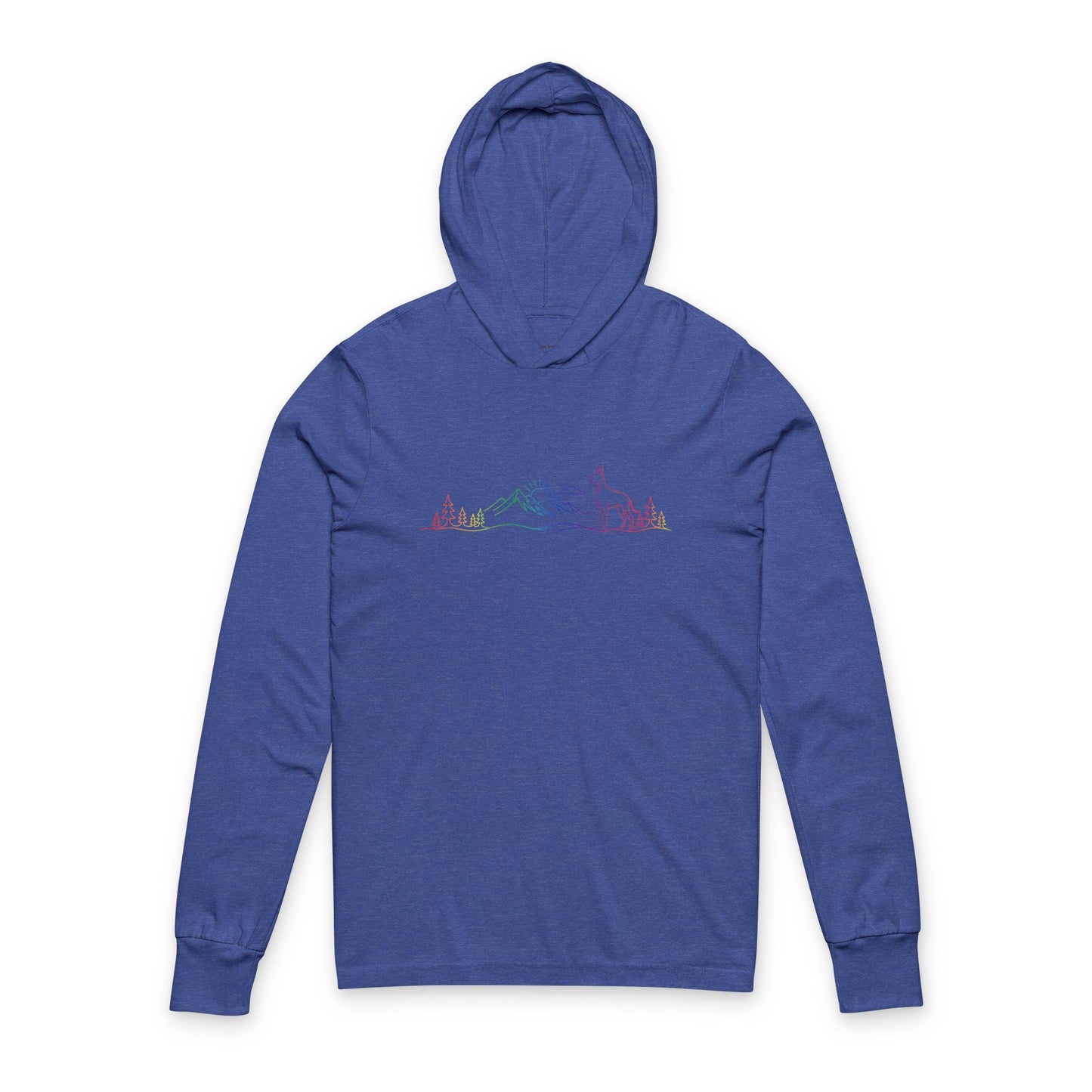 Great Dane Line Art Rainbow Hooded Long Sleeve Tee