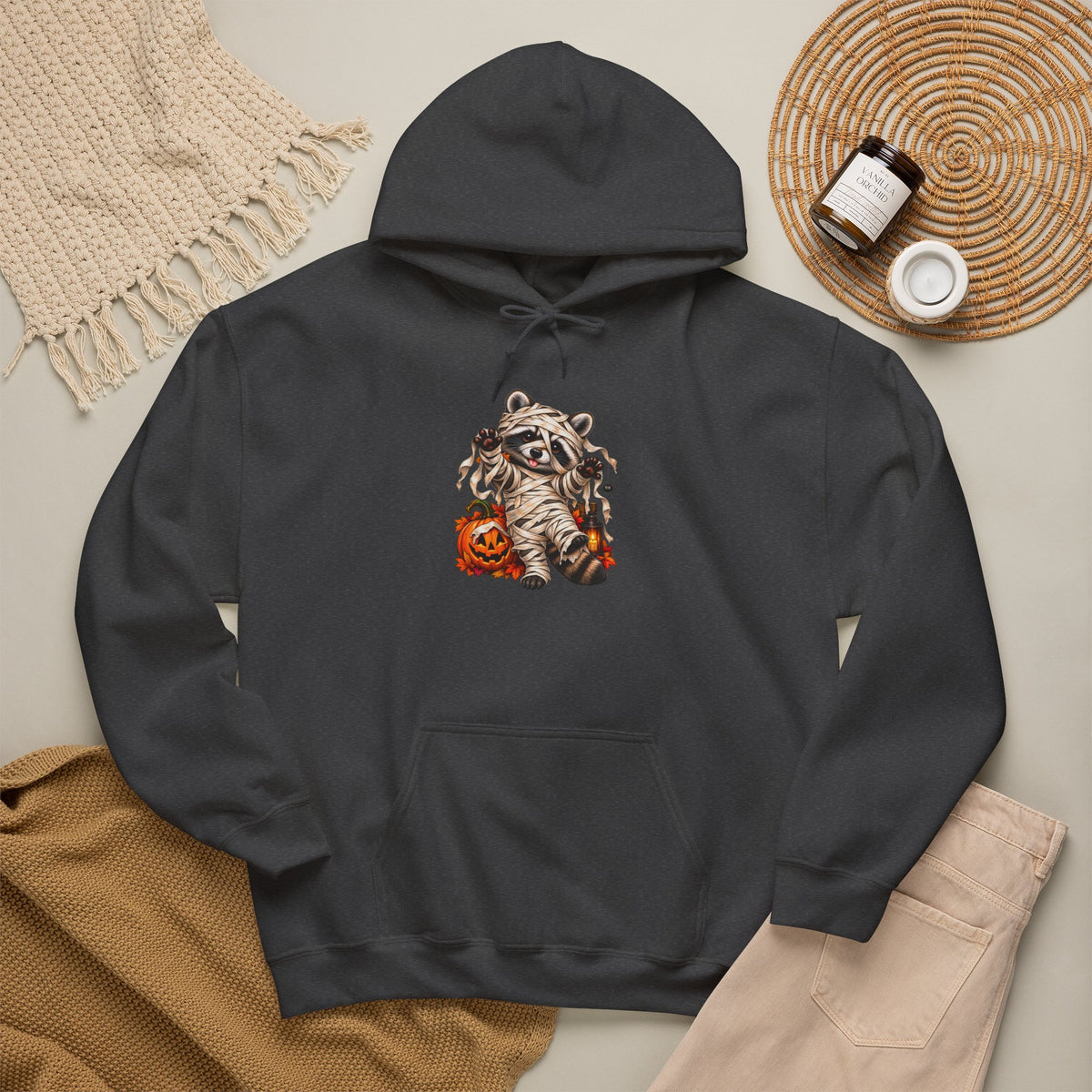 Mummy Raccoon Halloween Hooded Sweatshirt