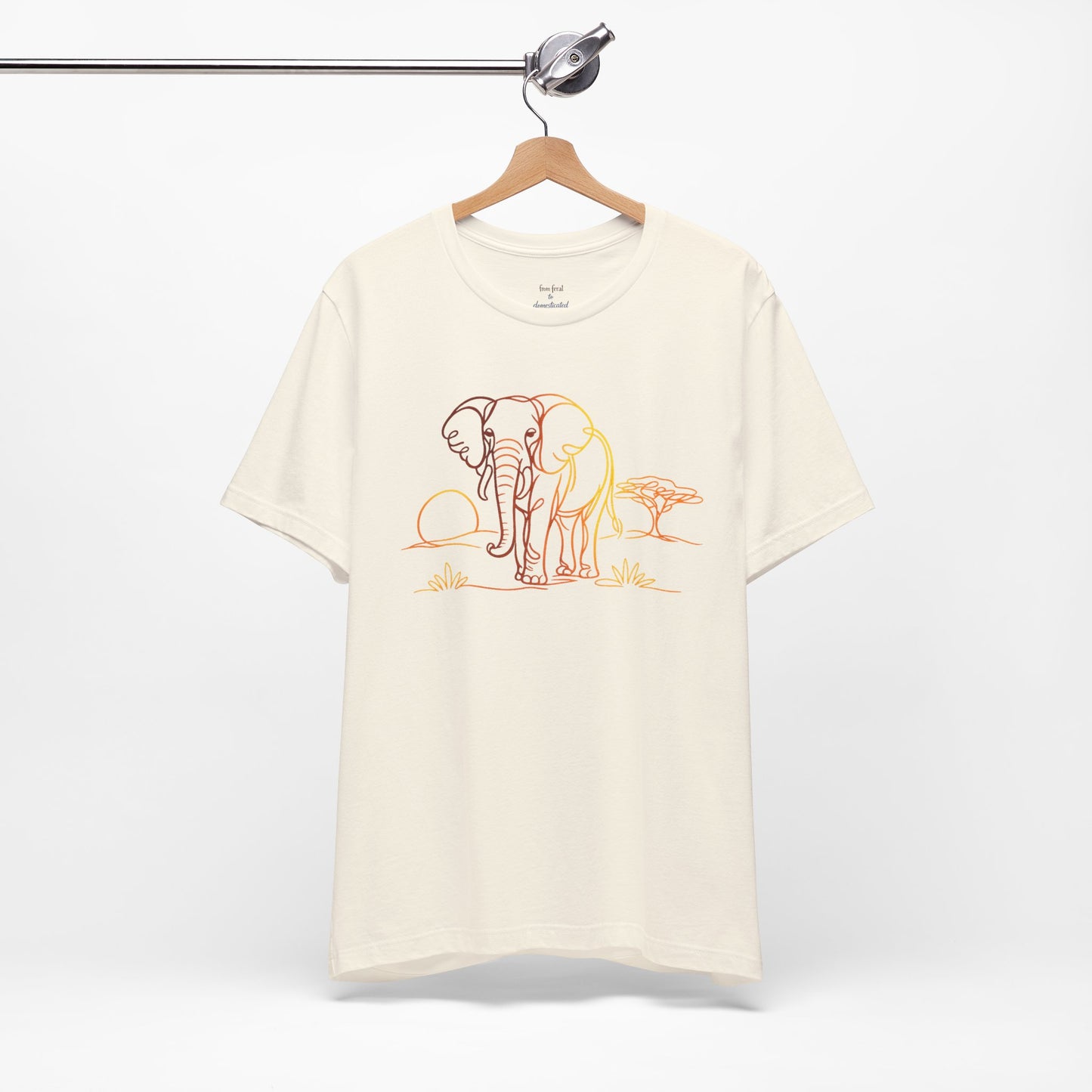 Elephant Sunset Tee — Minimal Line Art Safari T-Shirt