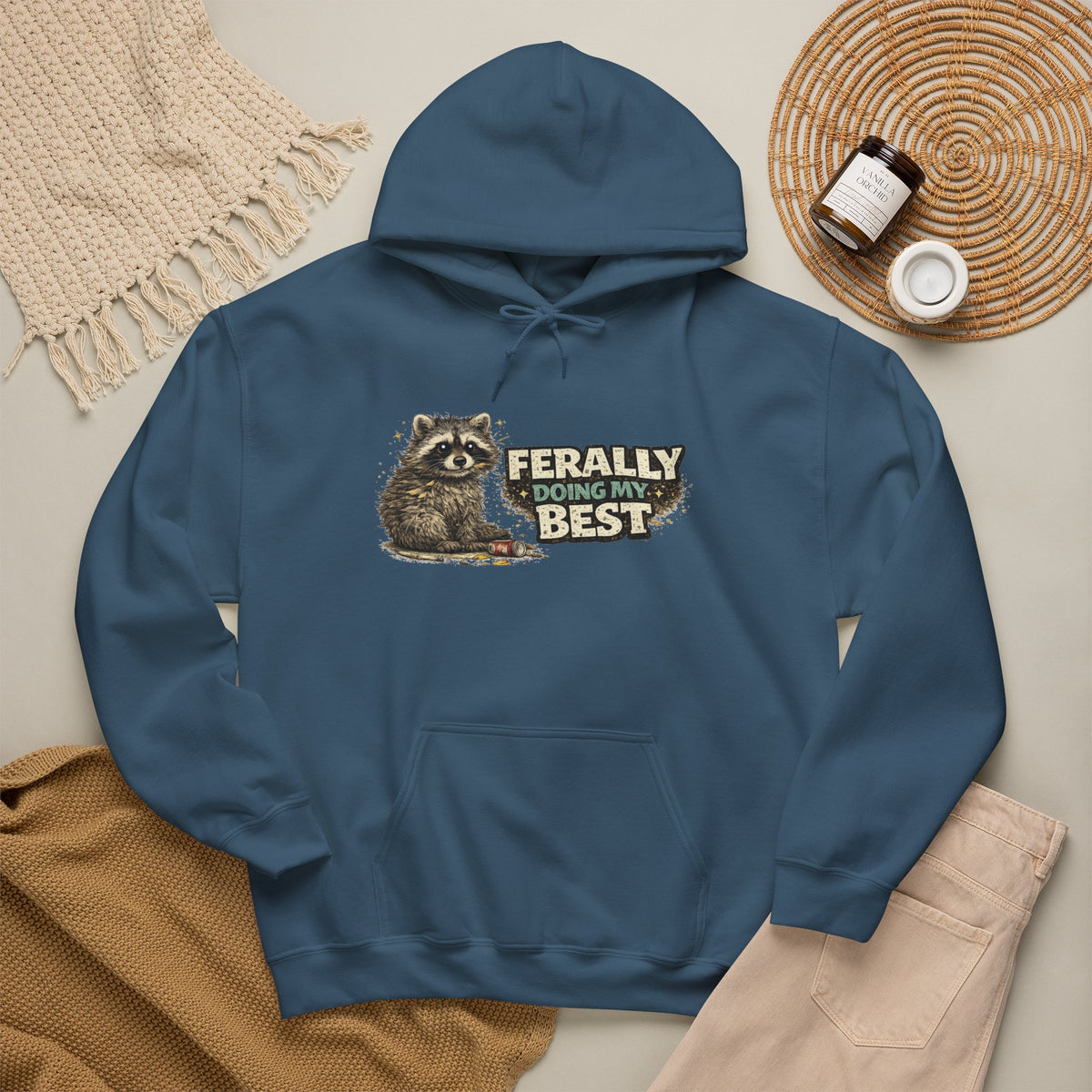 Raccoon "Ferally Doing My Best" Hooded Sweatshirt
