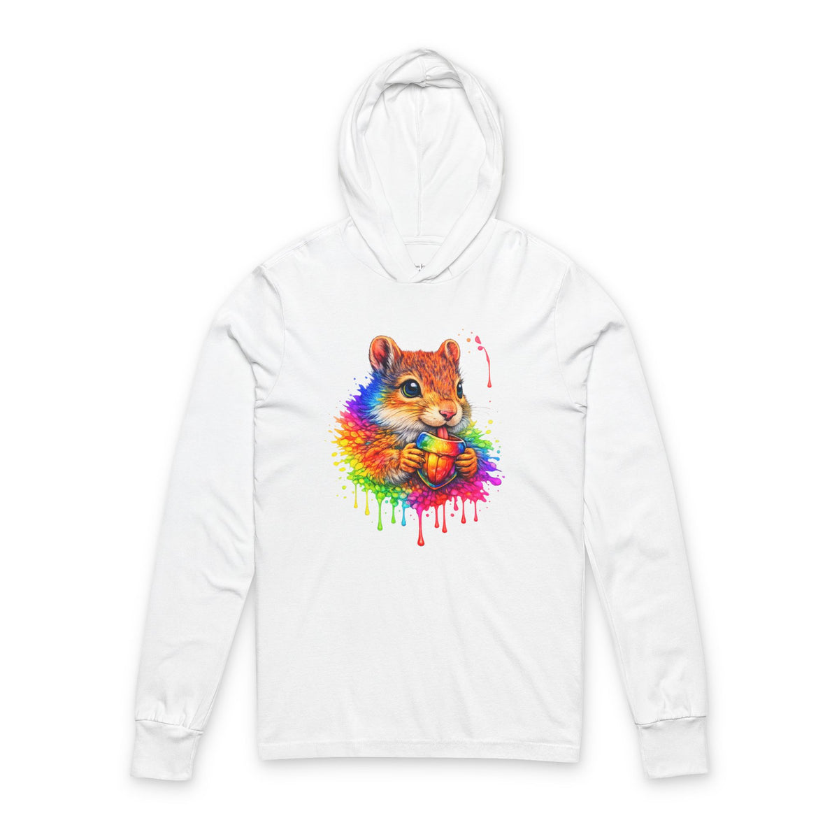 Watercolor Squirrel Hooded Long Sleeve T-Shirt