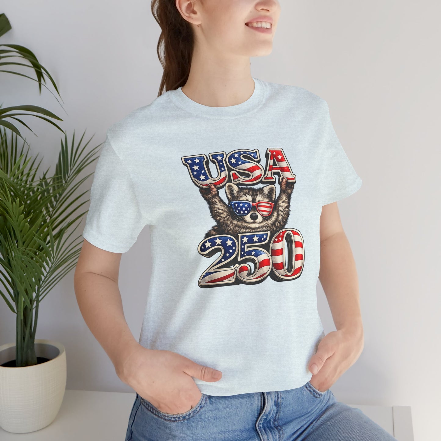 Patriot Raccoon 250th Anniversary T-Shirt — 4th of July Fireworks Flag Tee