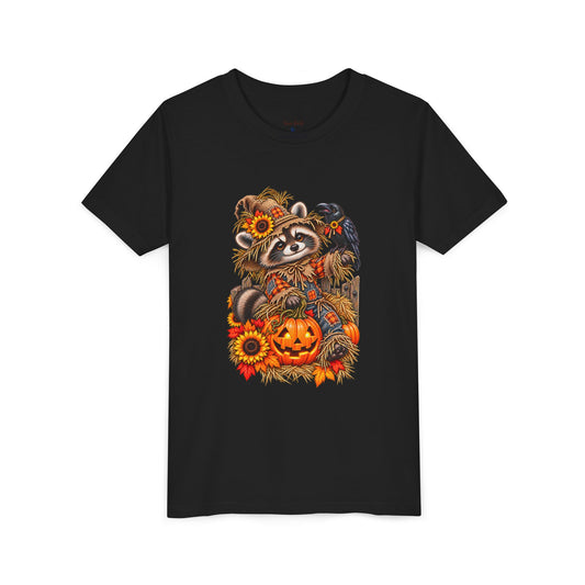 Fall Scarecrow Youth Tee — Raccoon Kids Tshirt