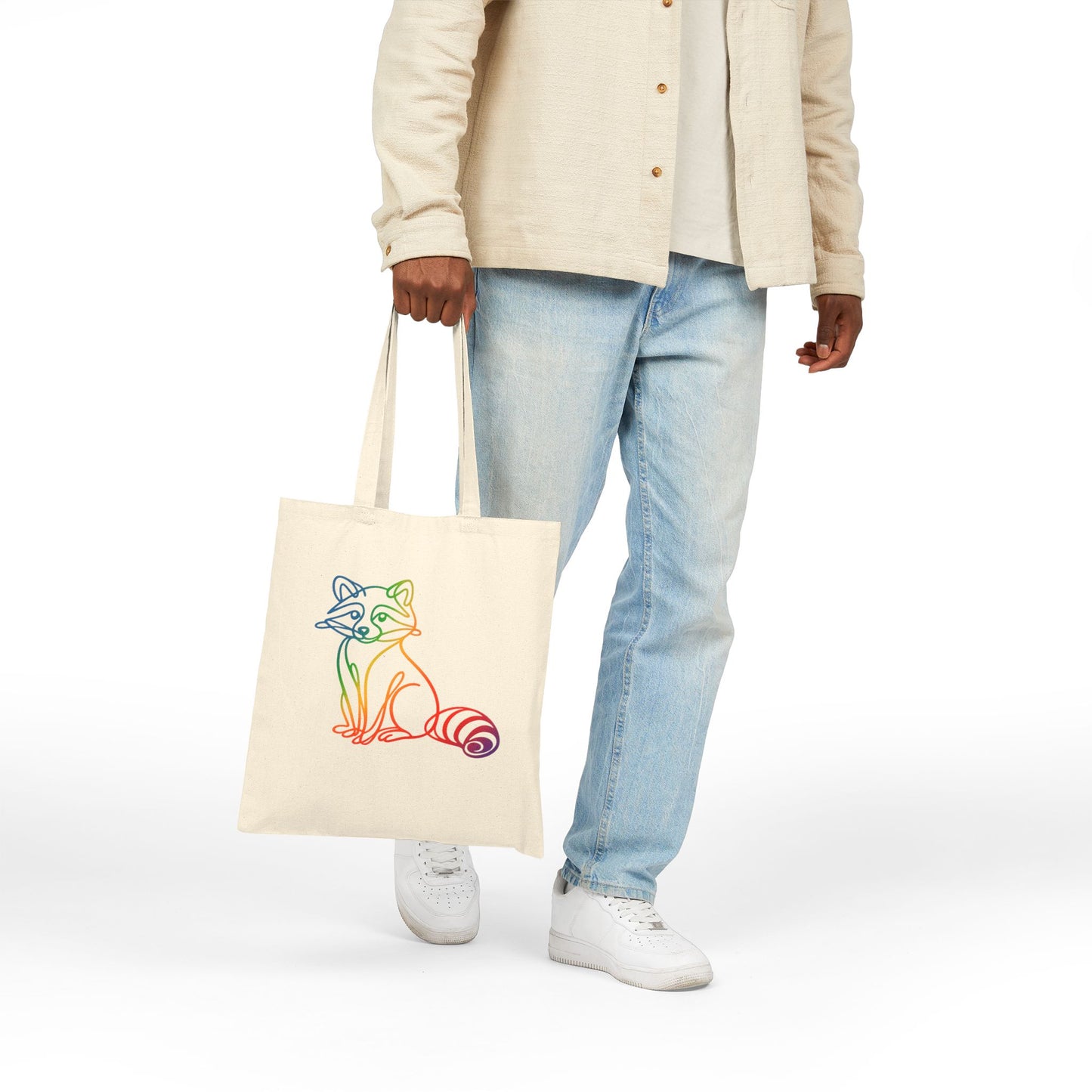Rainbow Raccoon Tote Bag