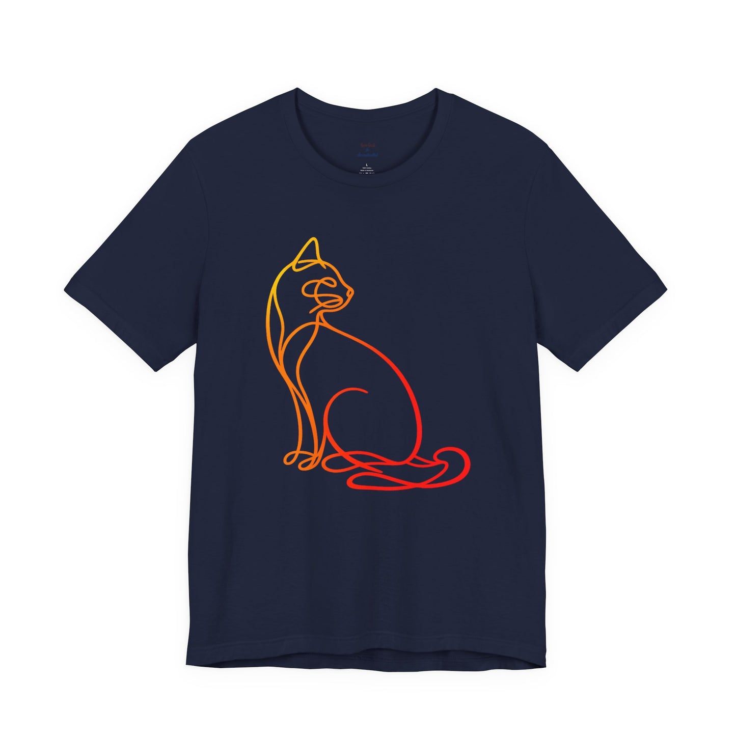 Colorful Line-Work Sitting Cat T-Shirt