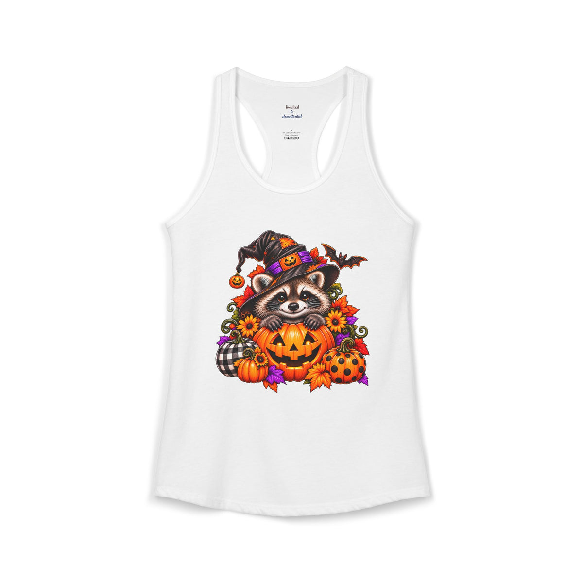 Copy of Halloween Raccoon and Black Cat Bestie Racerback Tank