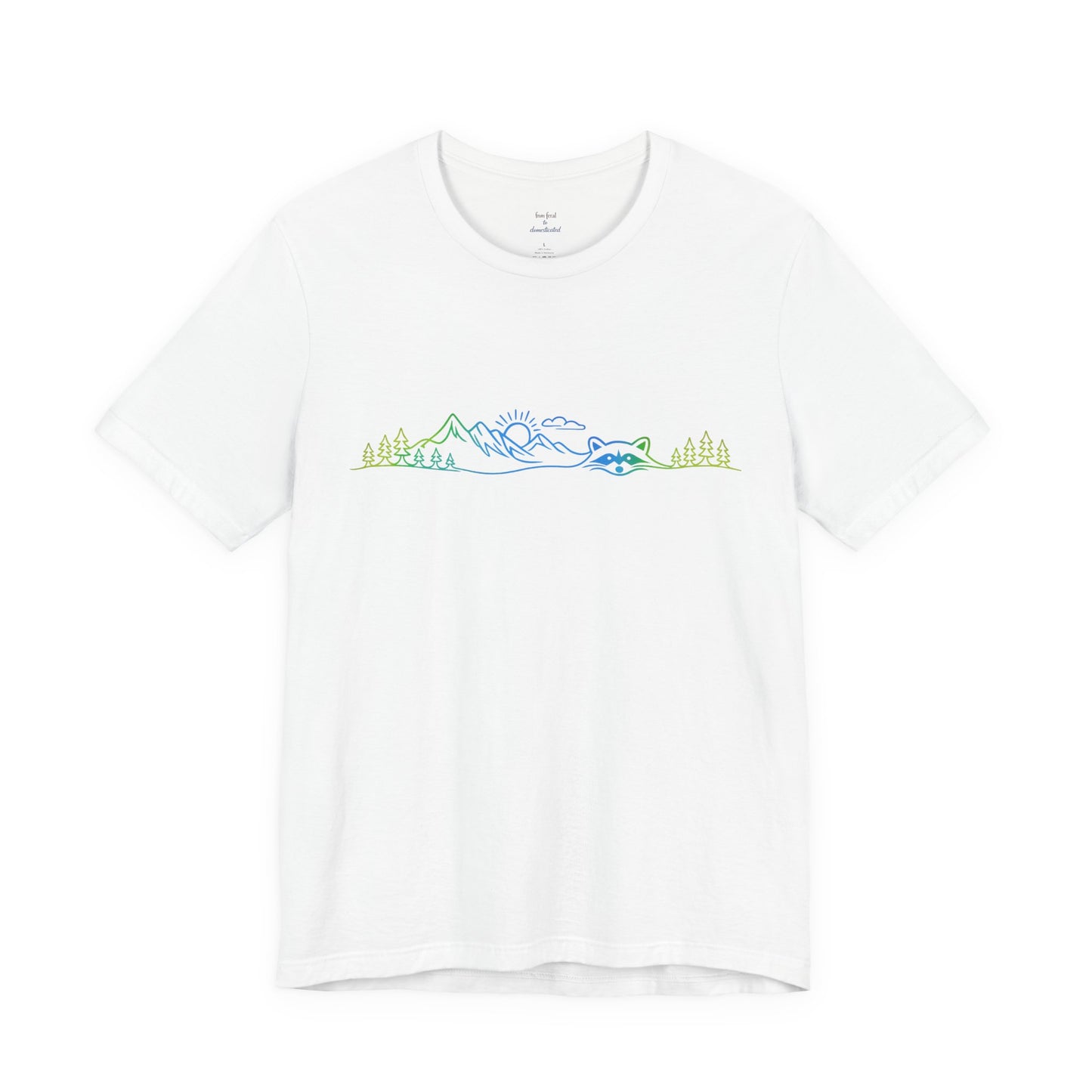 Raccoon Tee — Minimal Line Raccoon Scenic Graphic T-Shirt