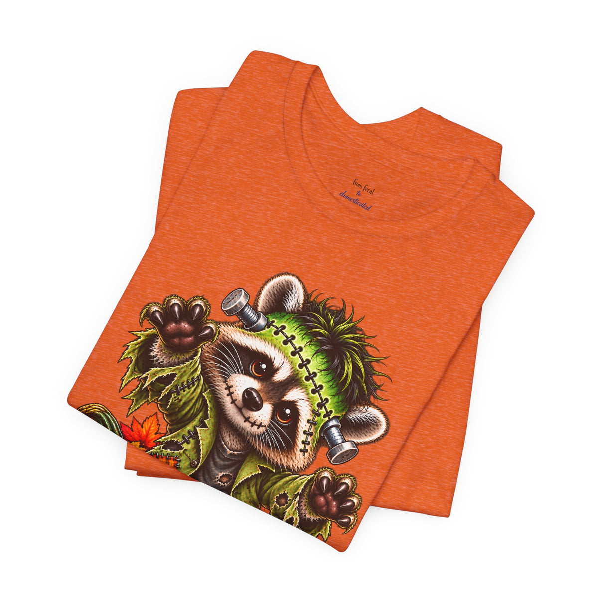 Halloween Frankenstein Raccoon and Black Cat T-Shirt