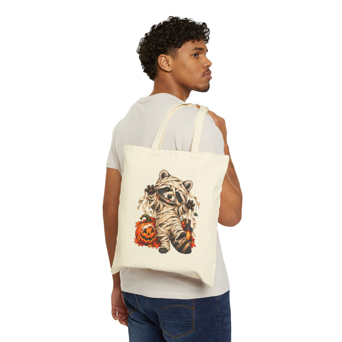 Halloween Mummy Raccoon Tote Bag