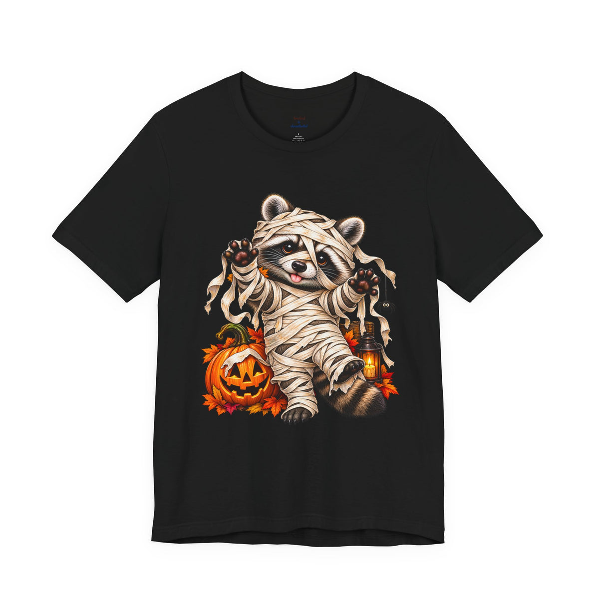 Halloween Mummy Raccoon and Black Cat T-Shirt