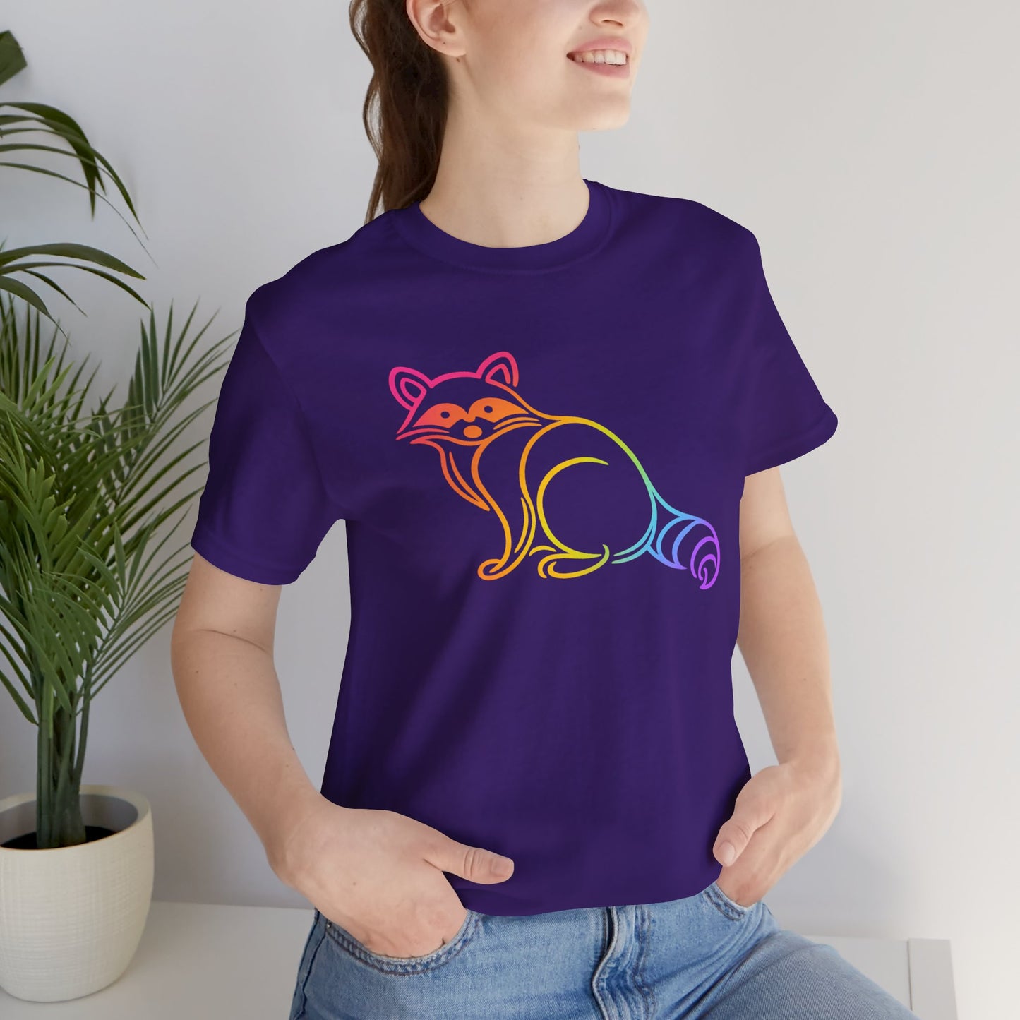 Rascal Raccoon Tee — Minimal Line Raccoon Scenic Graphic T-Shirt