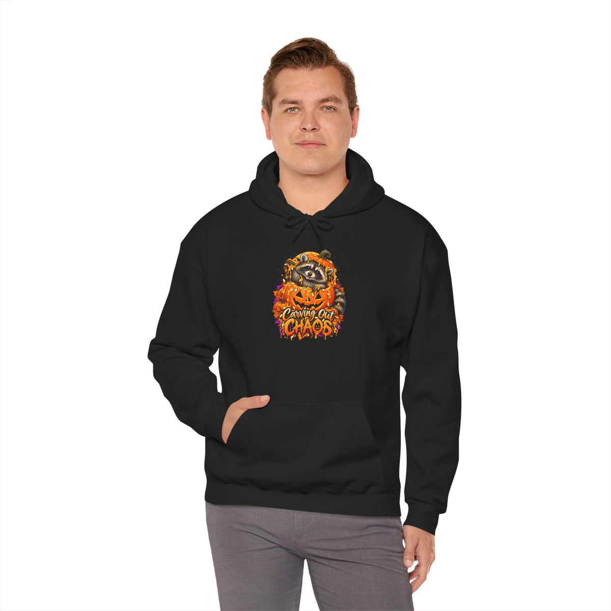 Carving Out Chaos Raccoon Hooded Sweatshirt