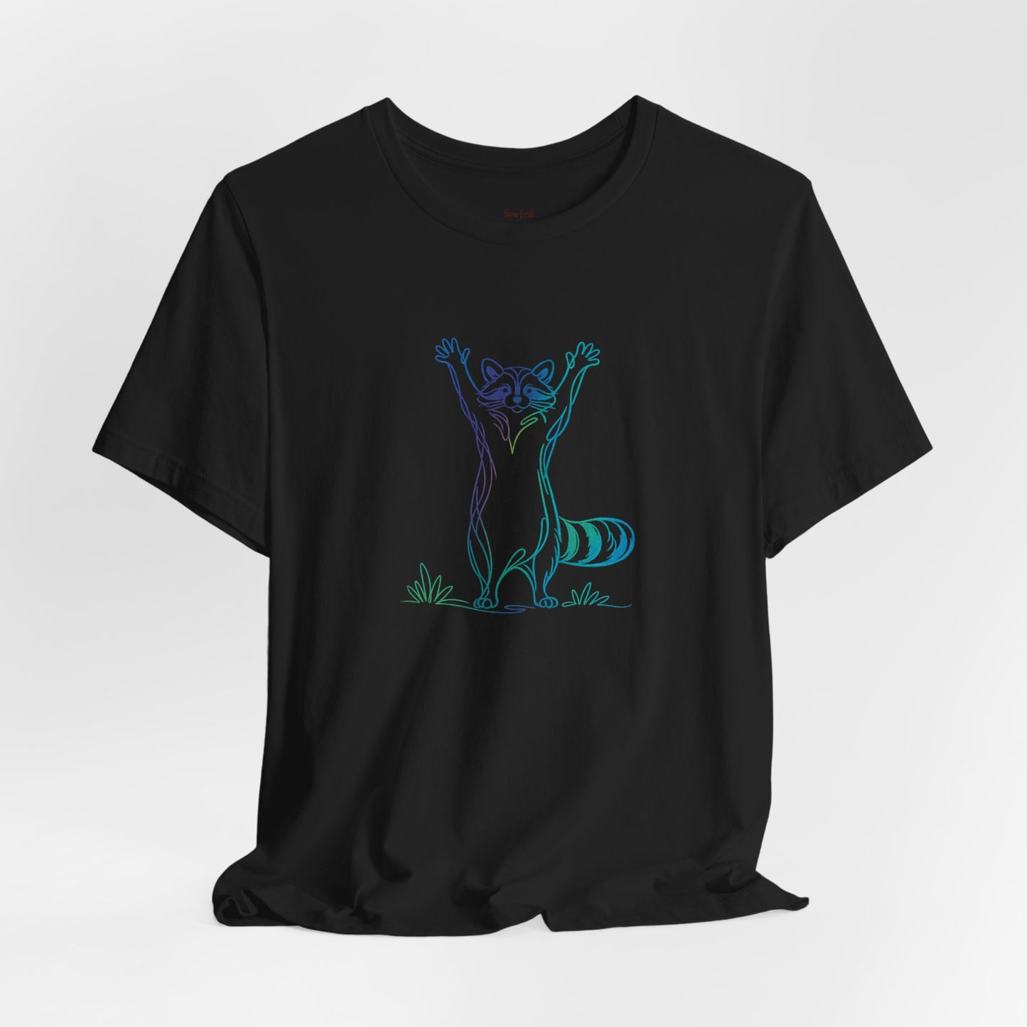 Raccoon Tee — Minimal Line Raccoon Scenic Graphic T-Shirt