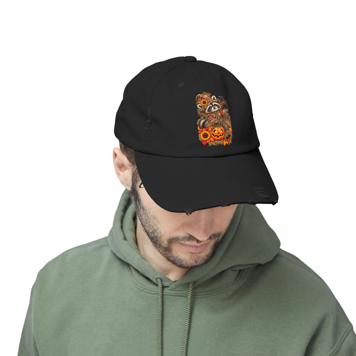 Scarecrow Raccoon Distressed Baseball Hat