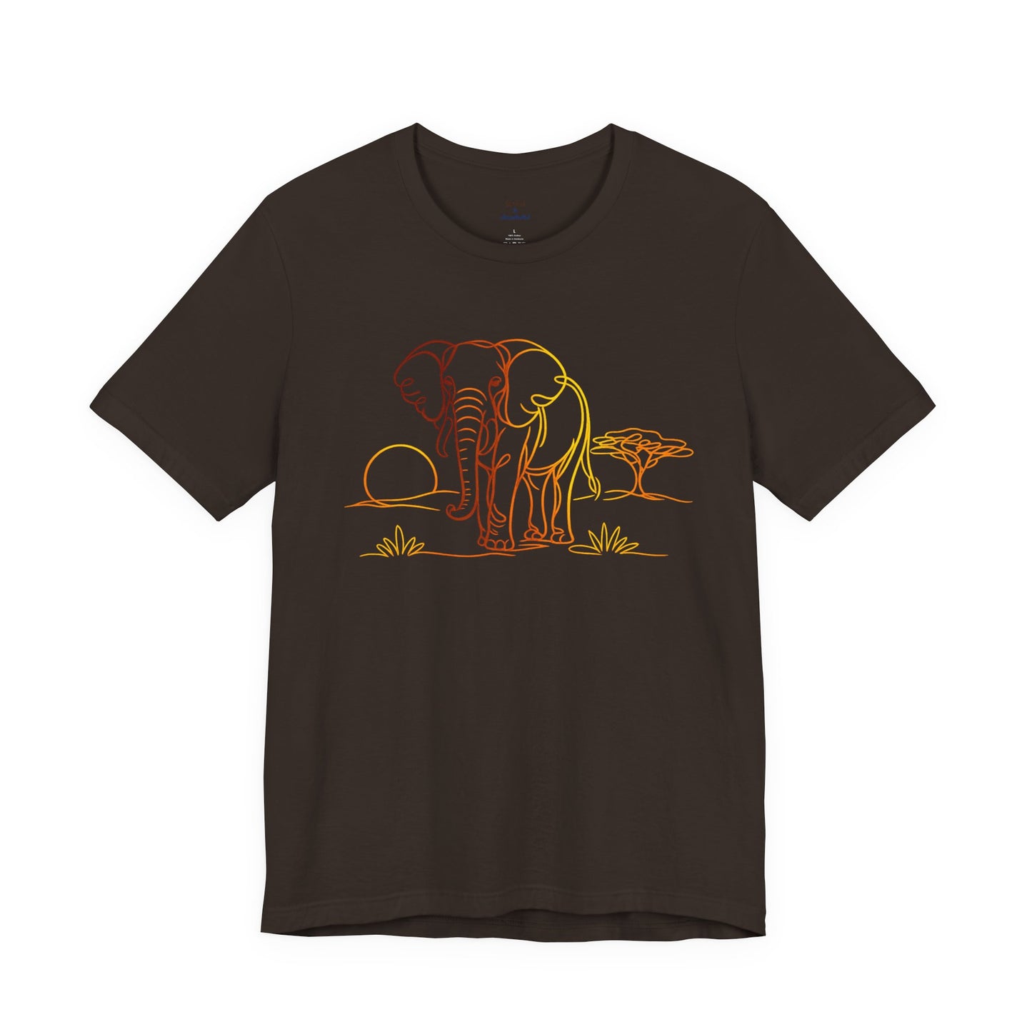 Elephant Sunset Tee — Minimal Line Art Safari T-Shirt