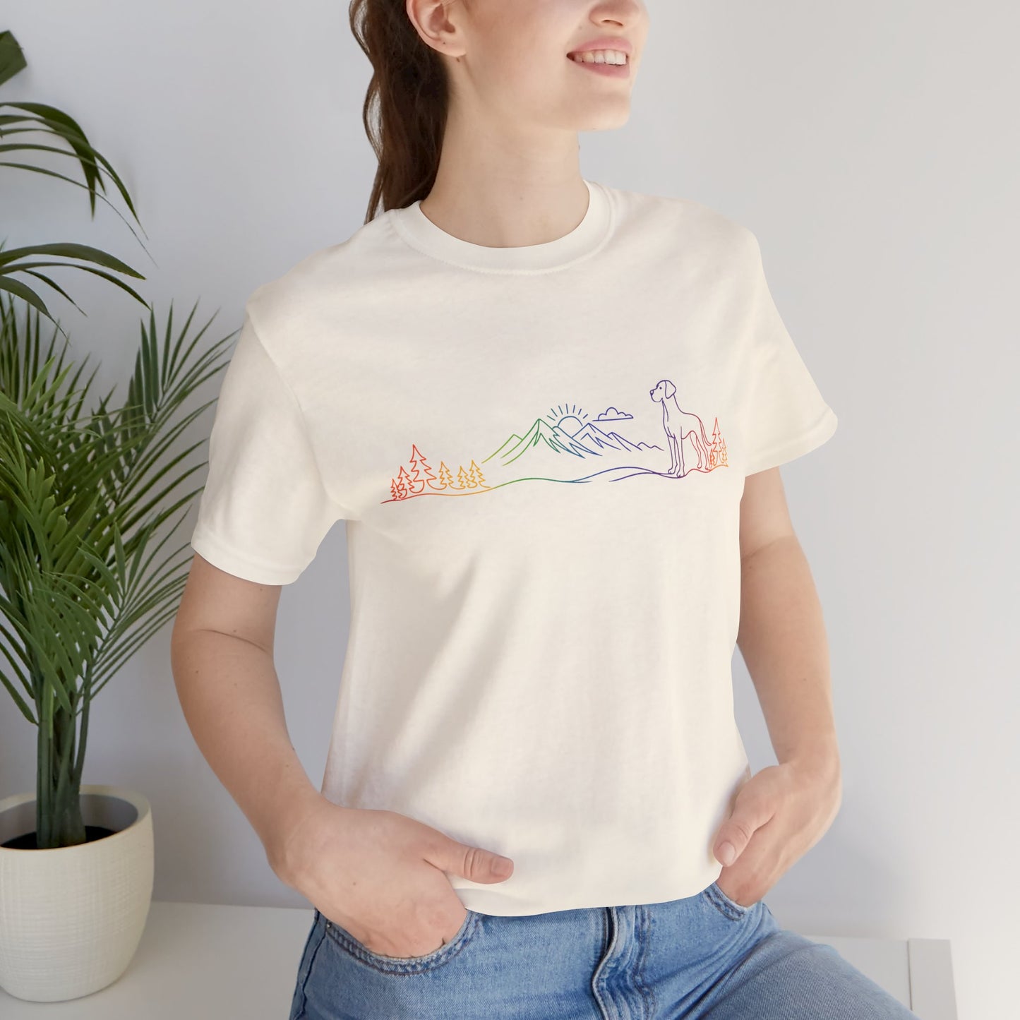 Natural- Eared Great Dane Wild Lines T-Shirt