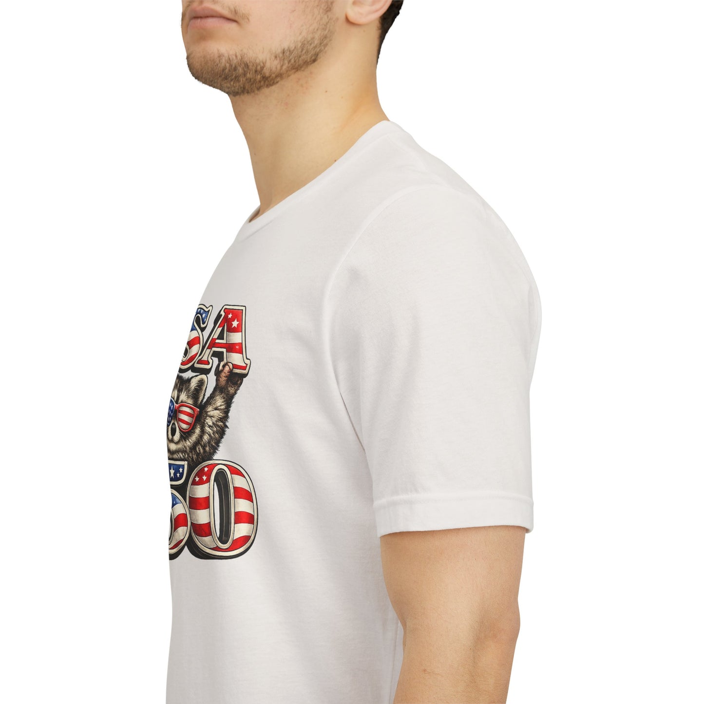 Patriot Raccoon 250th Anniversary T-Shirt — 4th of July Fireworks Flag Tee