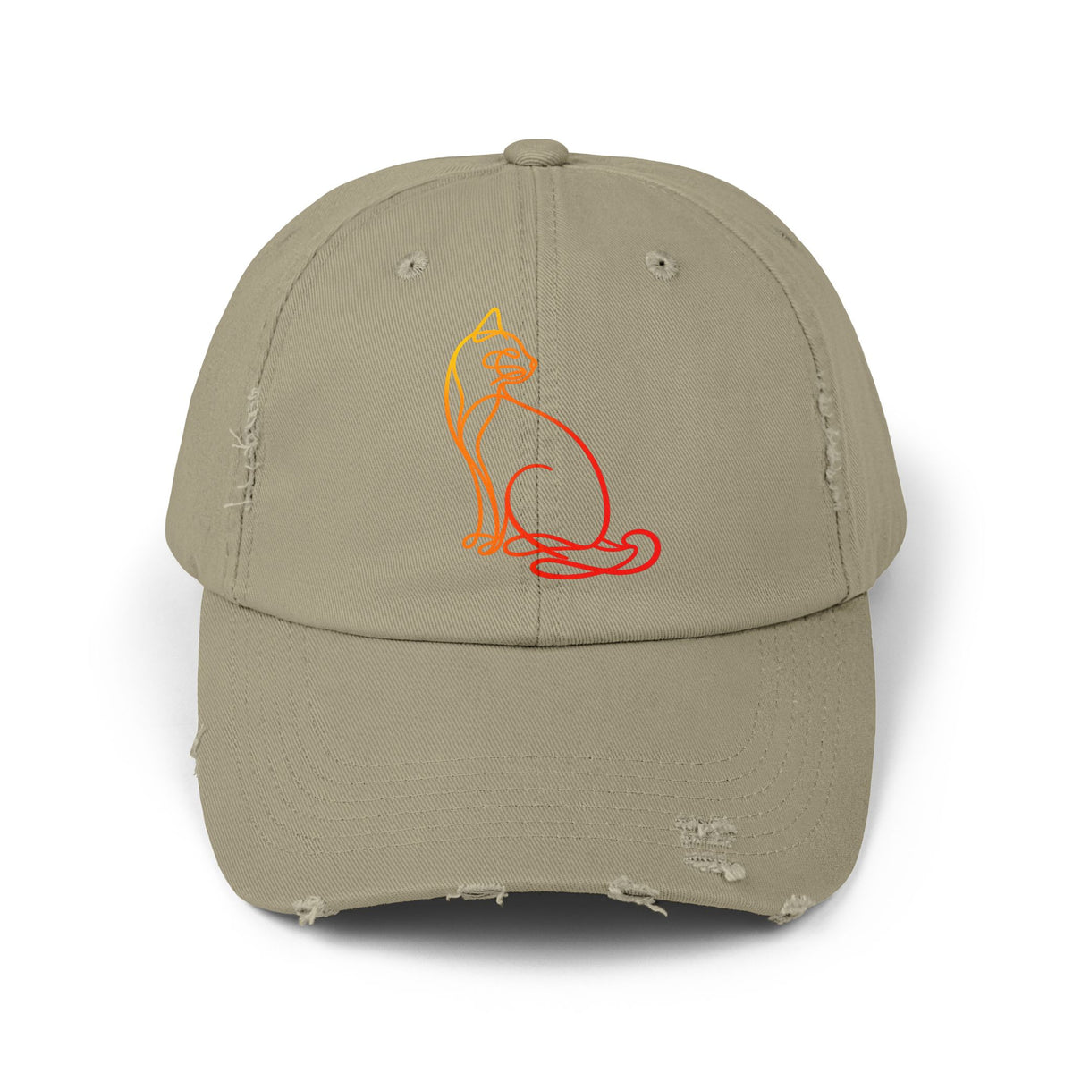 Sunrise Cat Distressed Cap