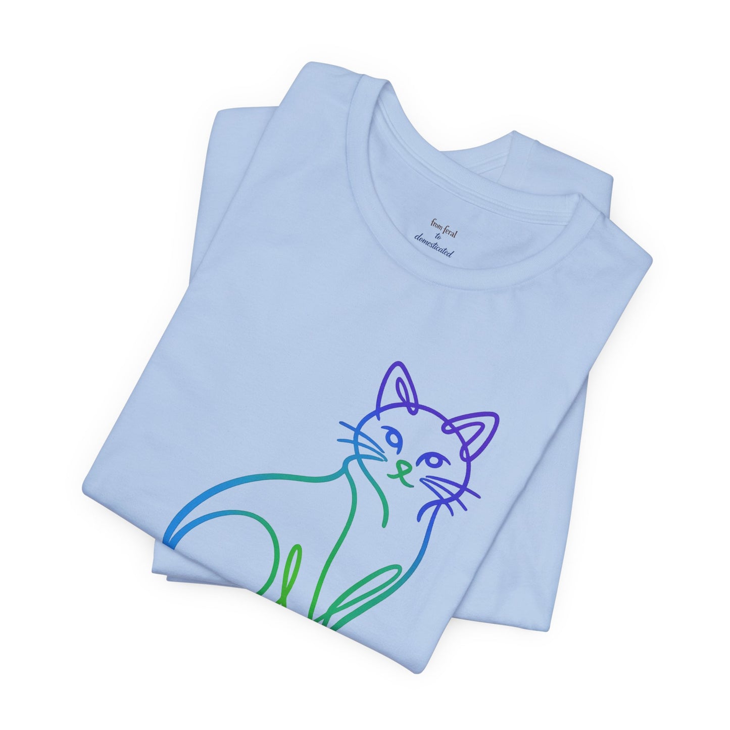 Colorful Line-Work Sitting Cat T-Shirt