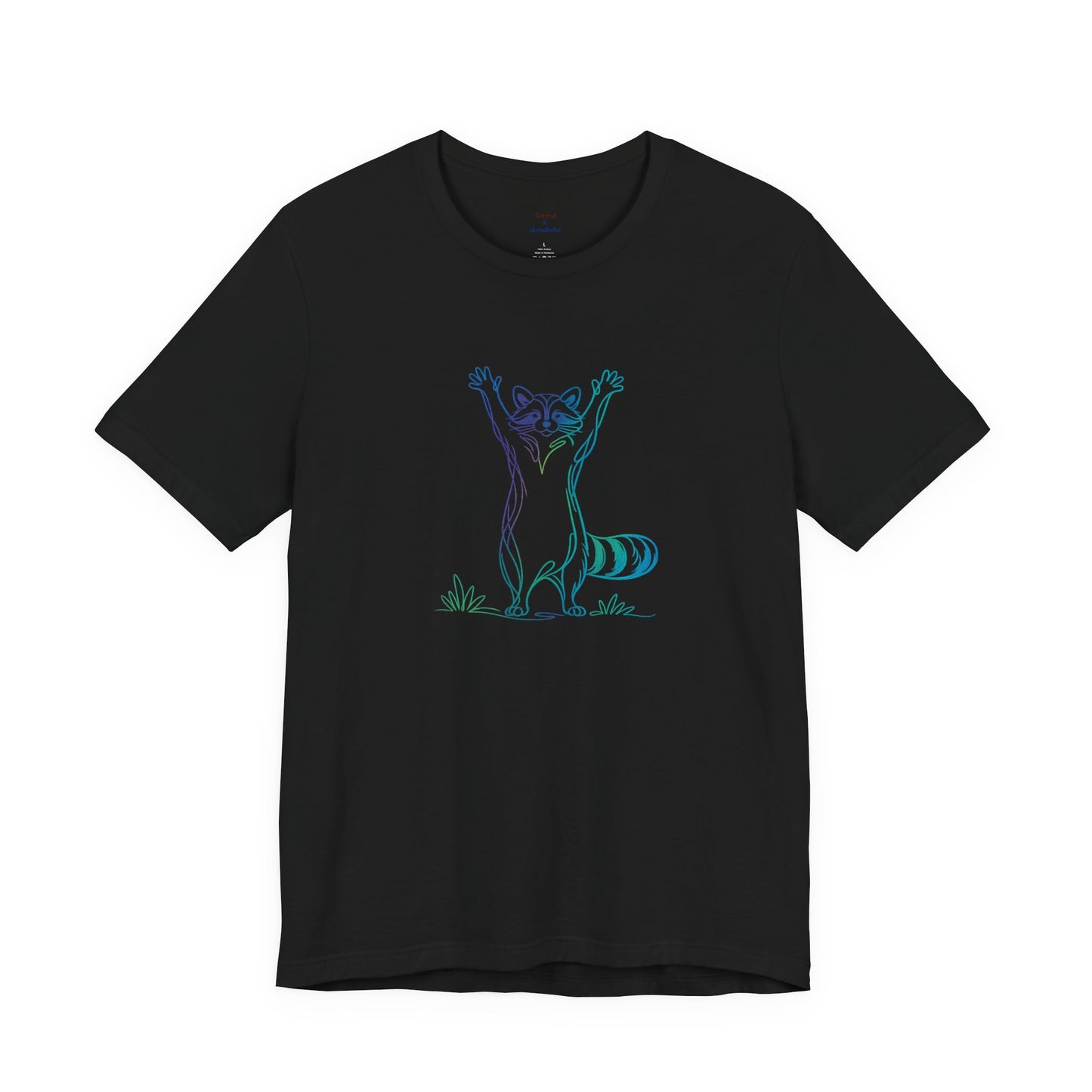 Raccoon Tee — Minimal Line Raccoon Scenic Graphic T-Shirt