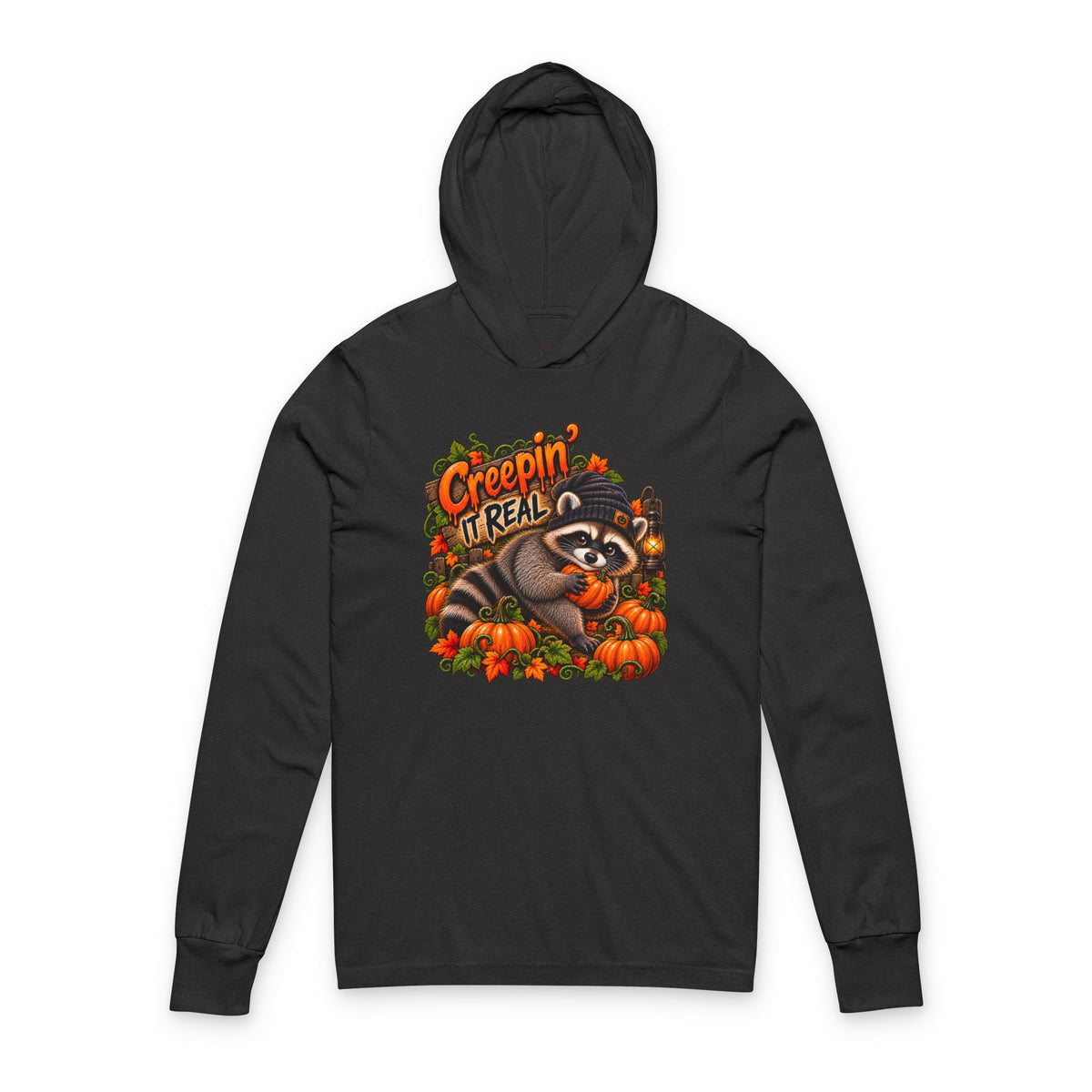 Creepin' Raccoon Hooded Long Sleeve Tee