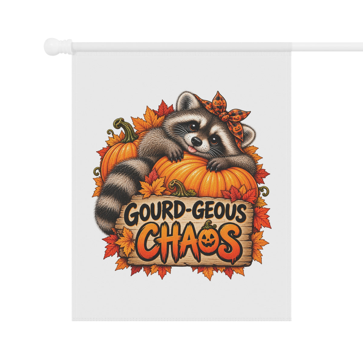 Gourd-geous Raccoon Garden Flag