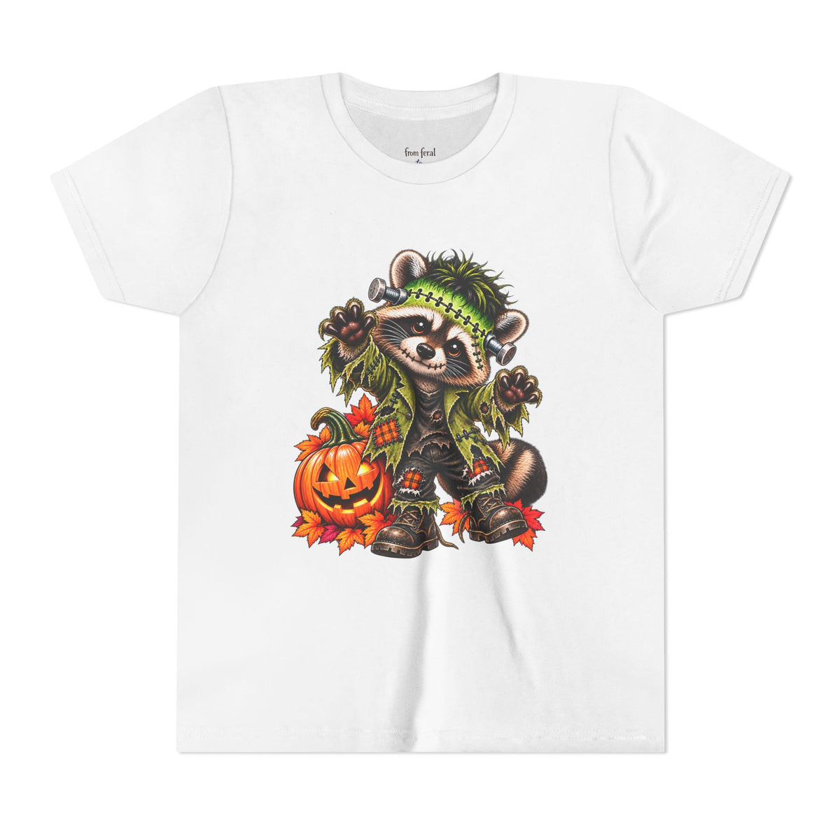 Halloween Youth Tee — Frankenstein Raccoon Kids Tshirt