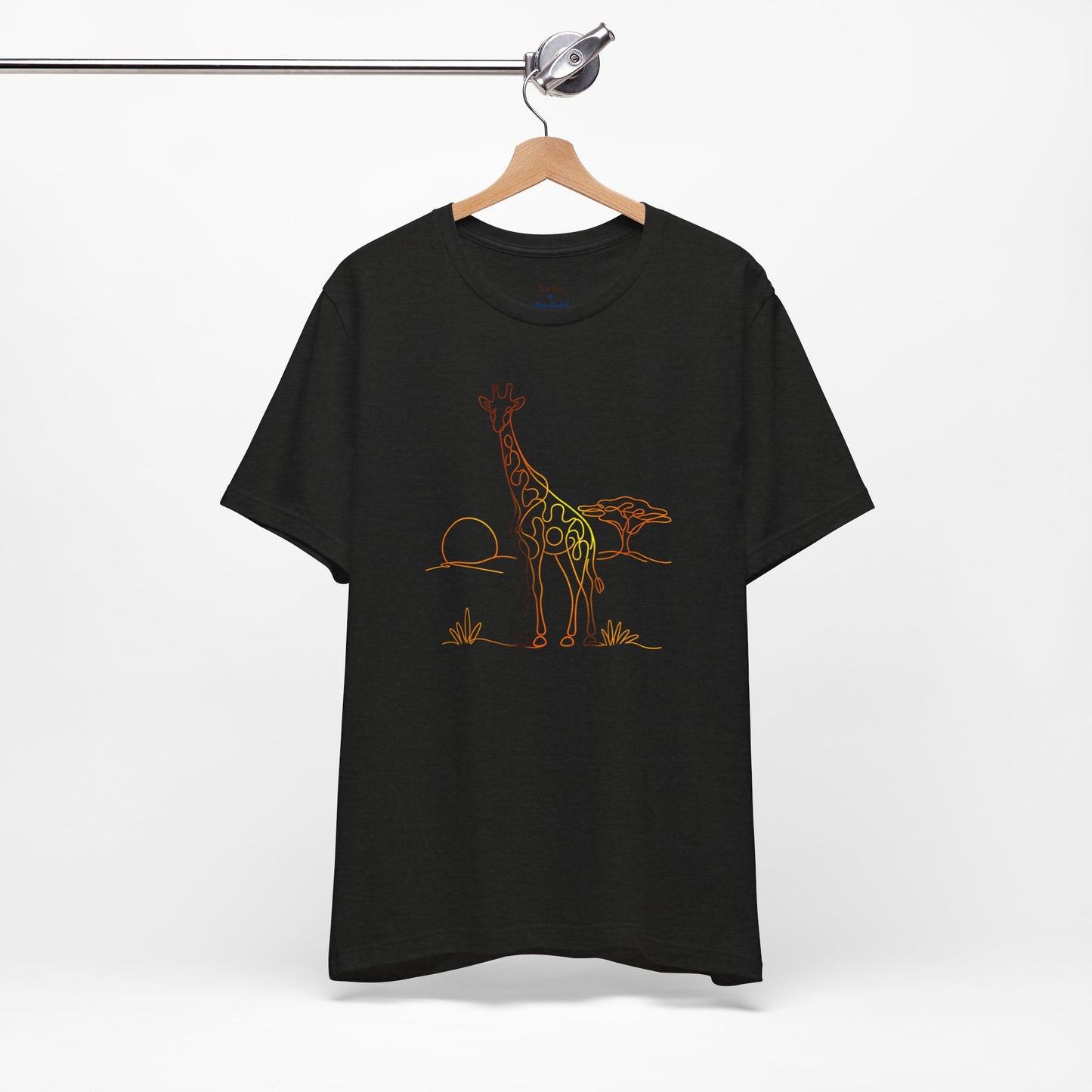 Giraffe Sunset Tee — Minimal Line Art Safari T-Shirt