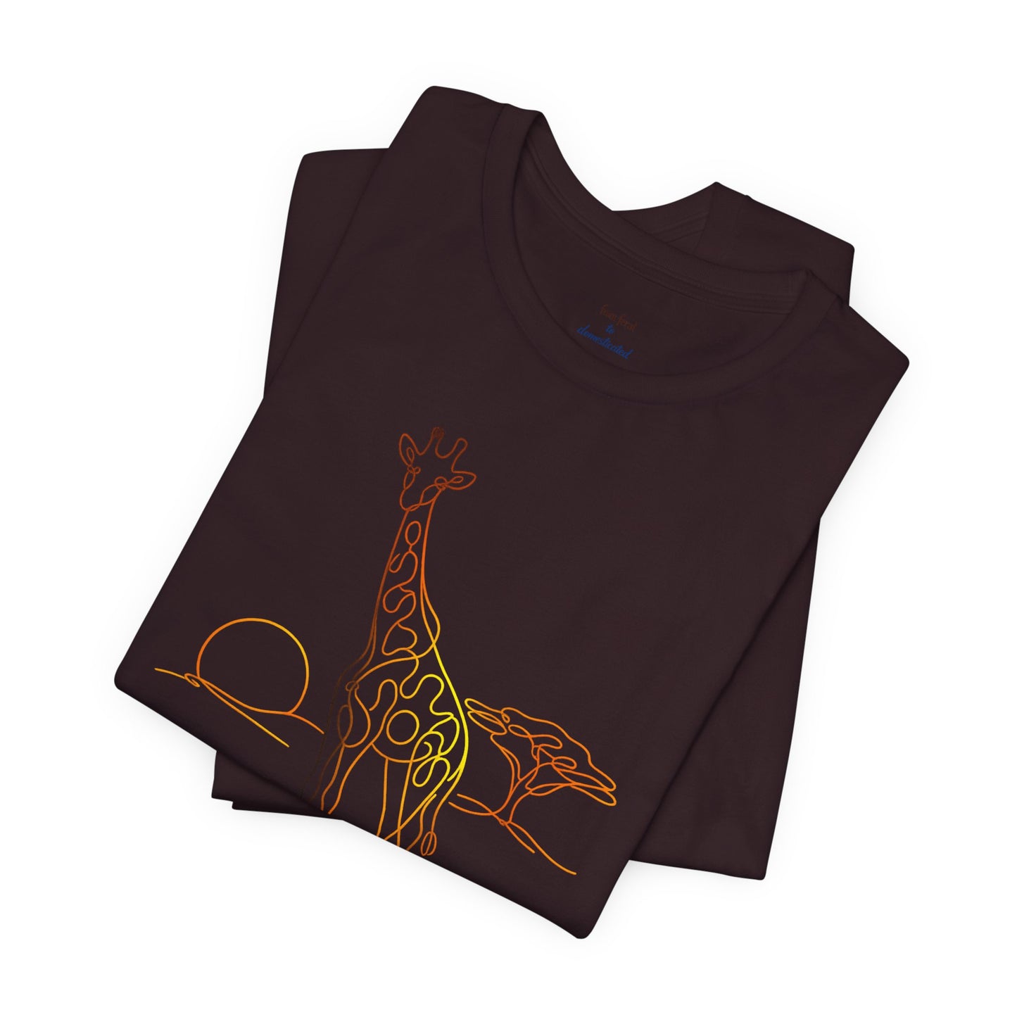 Giraffe Sunset Tee — Minimal Line Art Safari T-Shirt