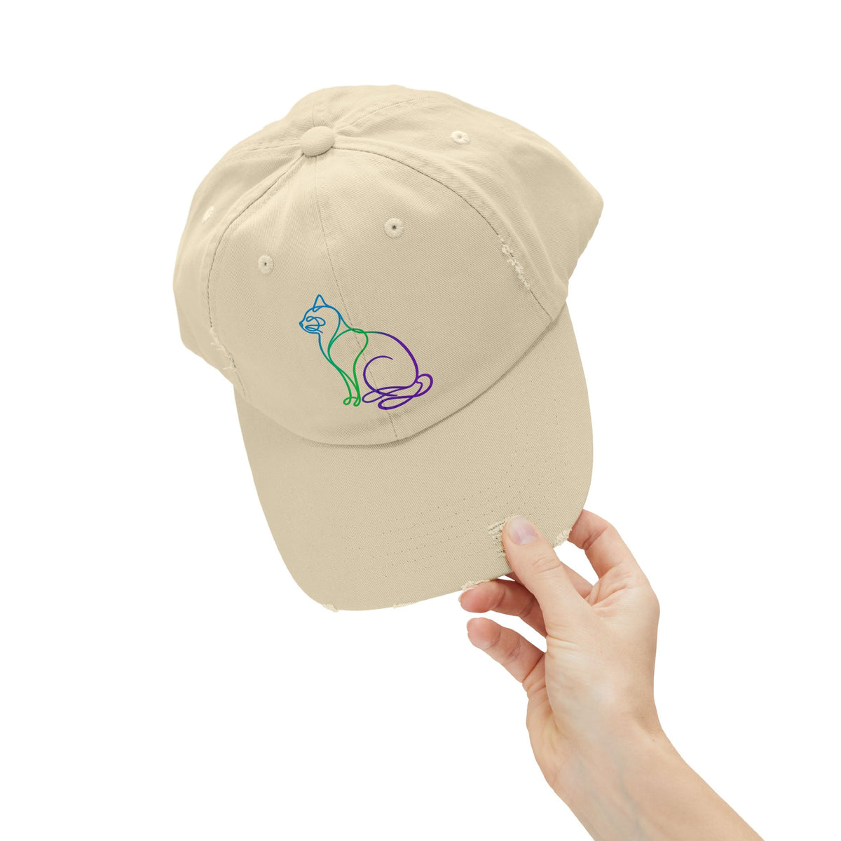 Northern Lights Cat Distressed Cap