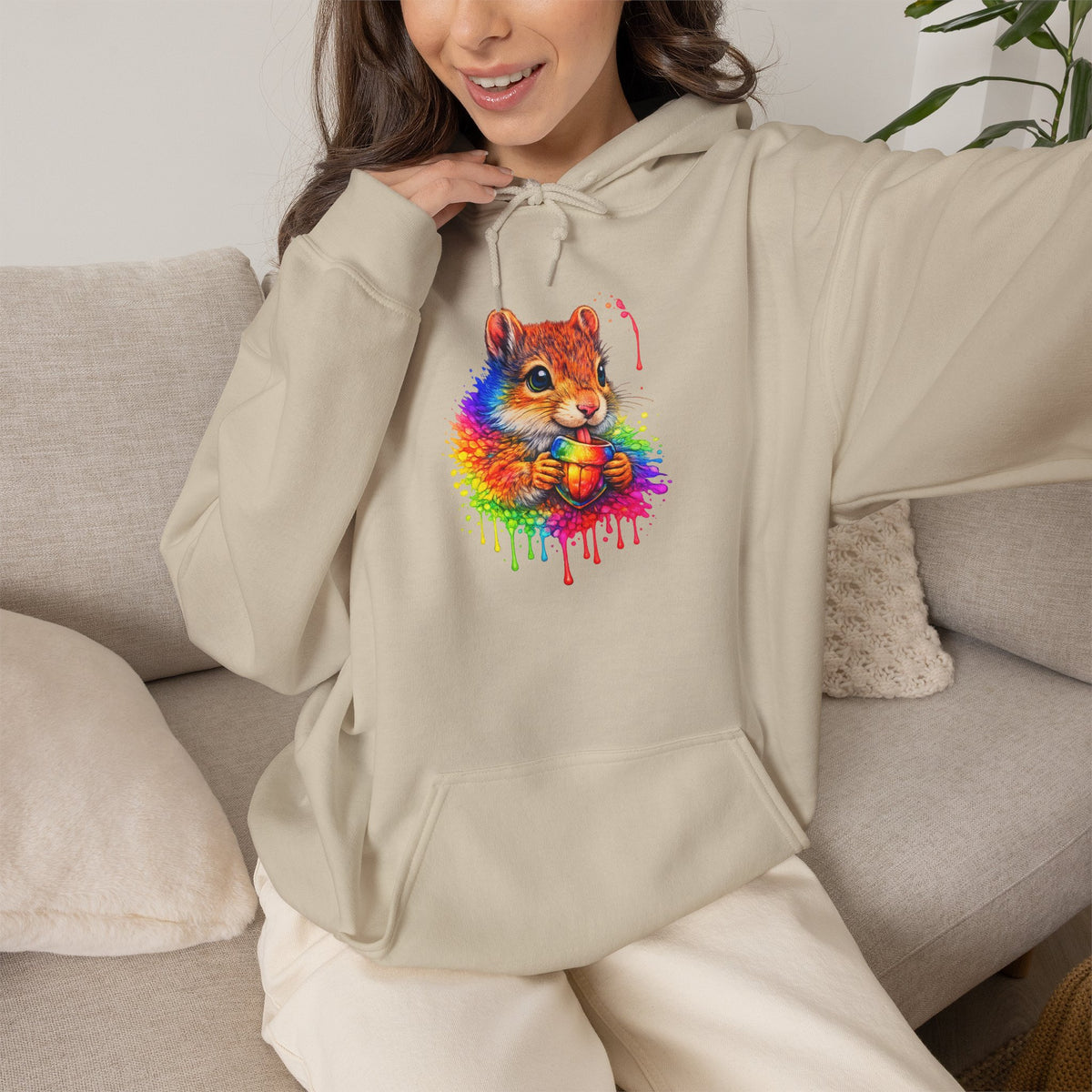 Watercolor Squirrel Hooded Sweatshirt